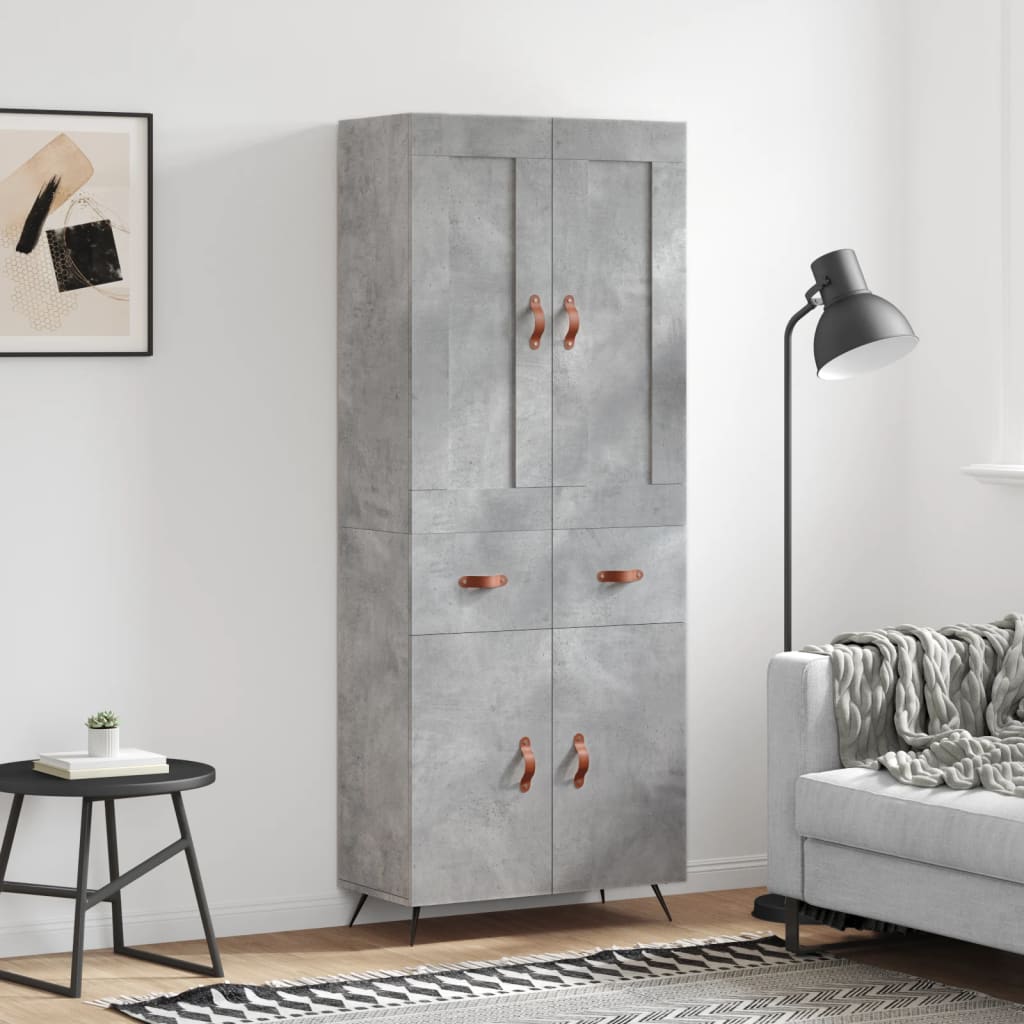 vidaXL Dulap înalt, gri beton, 69,5x34x180, lemn compozit