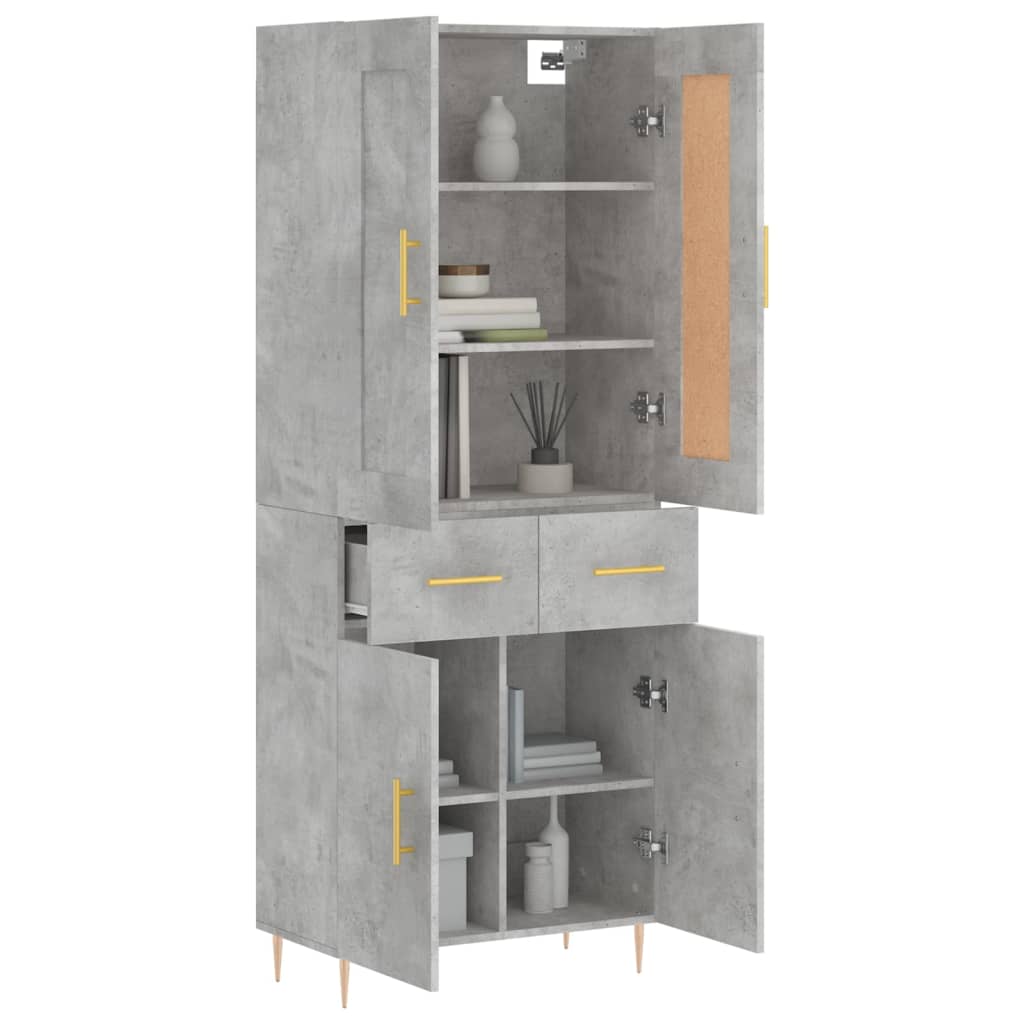 vidaXL Dulap înalt, gri beton, 69,5x34x180, lemn compozit