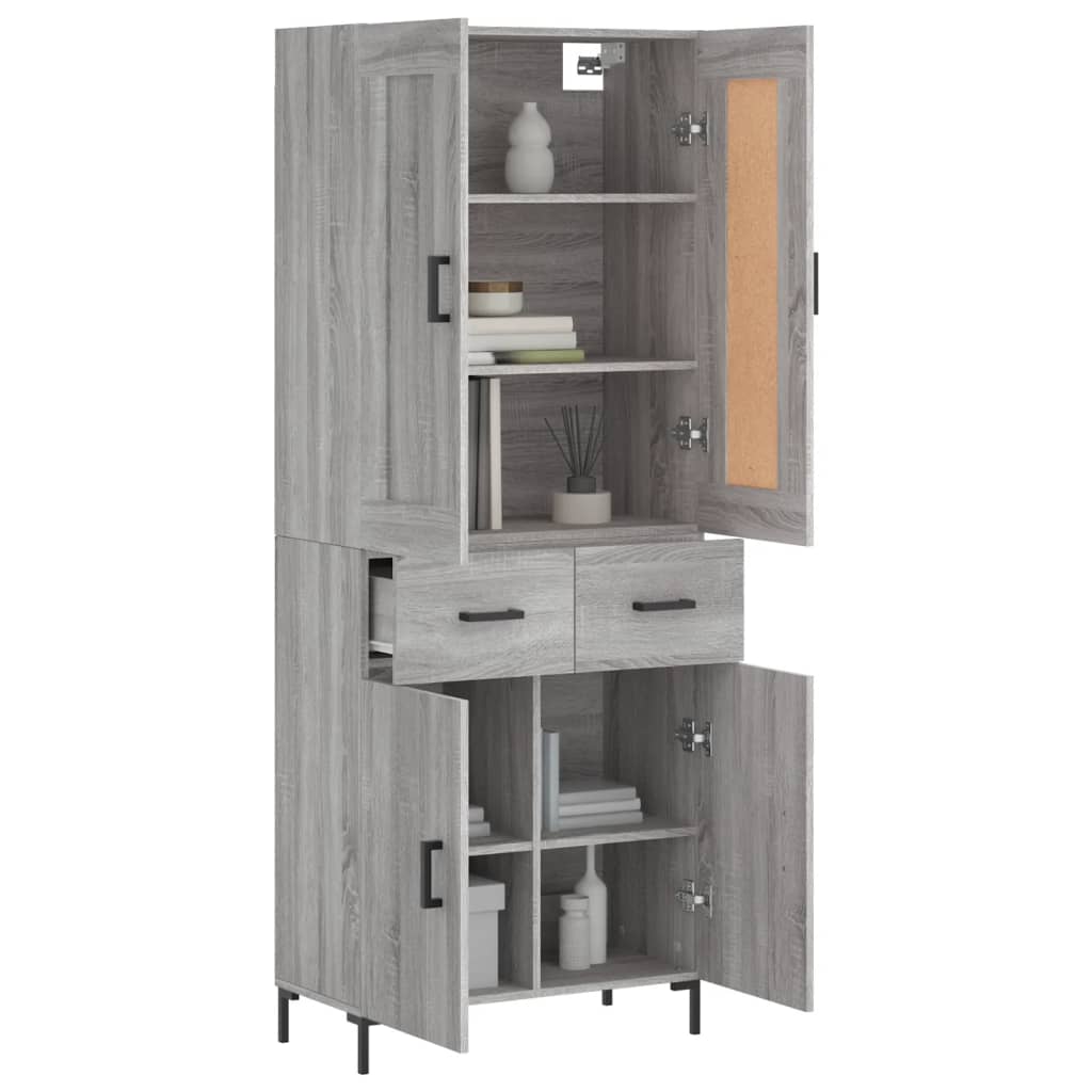 vidaXL Dulap înalt, gri sonoma, 69,5x34x180 cm, lemn compozit