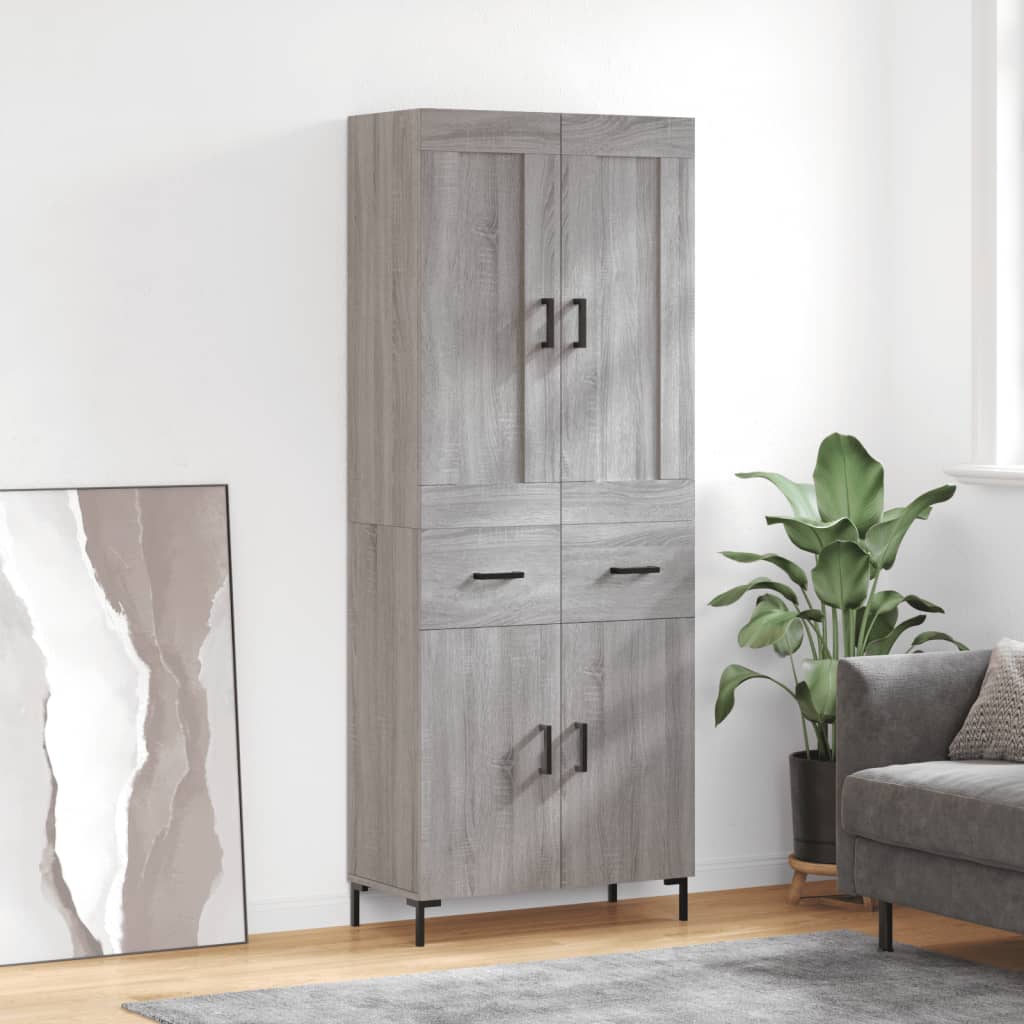 vidaXL Dulap înalt, gri sonoma, 69,5x34x180 cm, lemn compozit