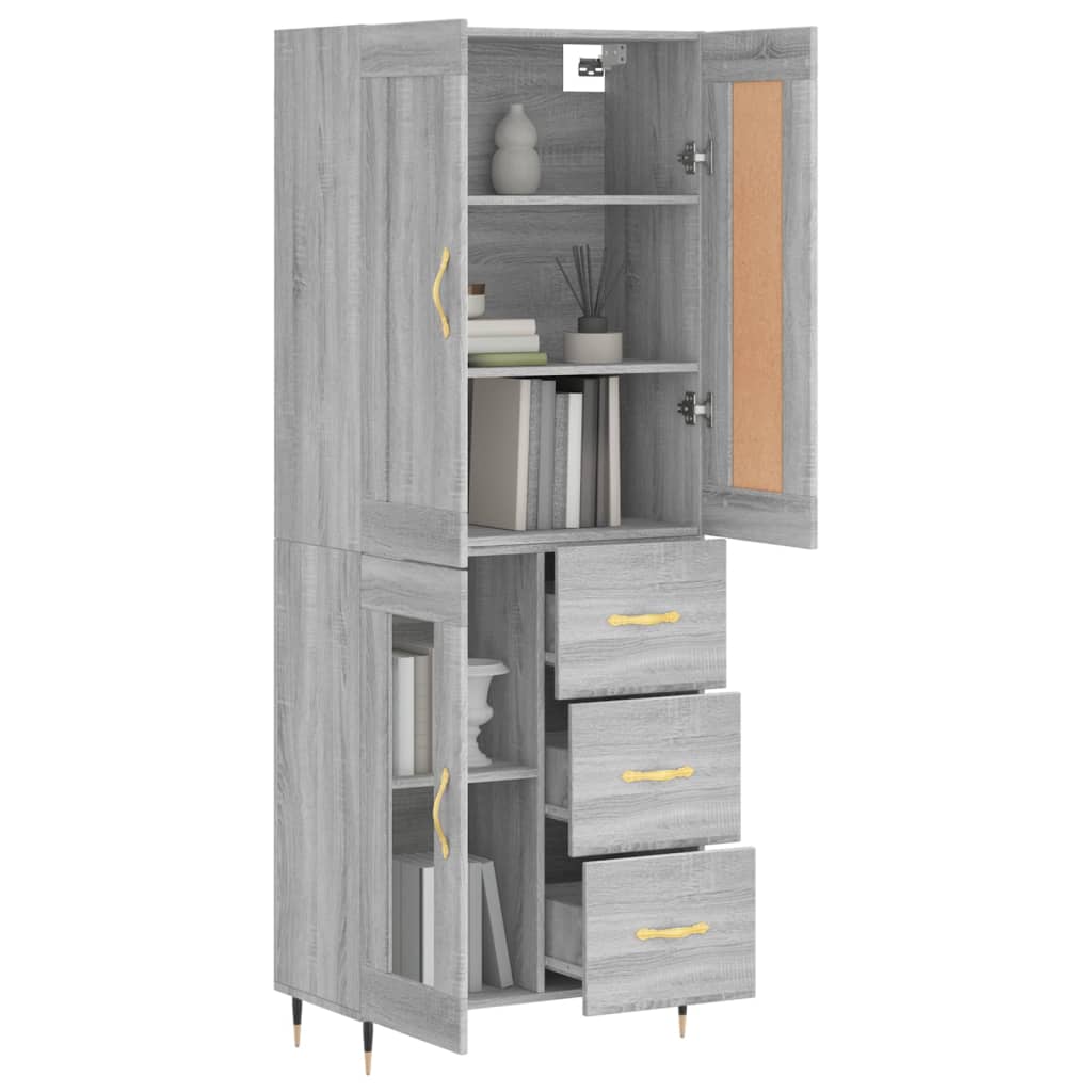 vidaXL Dulap înalt, gri sonoma, 69,5x34x180 cm, lemn compozit