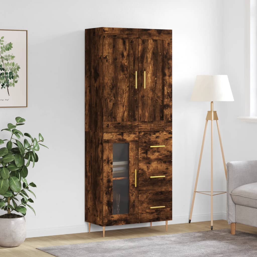 vidaXL Dulap înalt, stejar fumuriu, 69,5x34x180, lemn compozit vidaXL Dulap înalt, stejar fumuriu, 69,5x34x180, lemn compozit