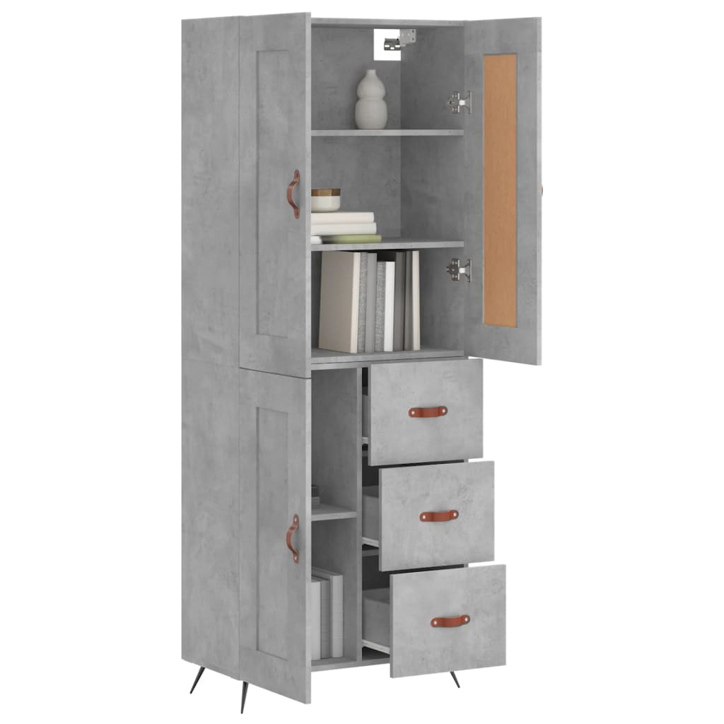 vidaXL Dulap înalt, gri beton, 69,5x34x180, lemn compozit