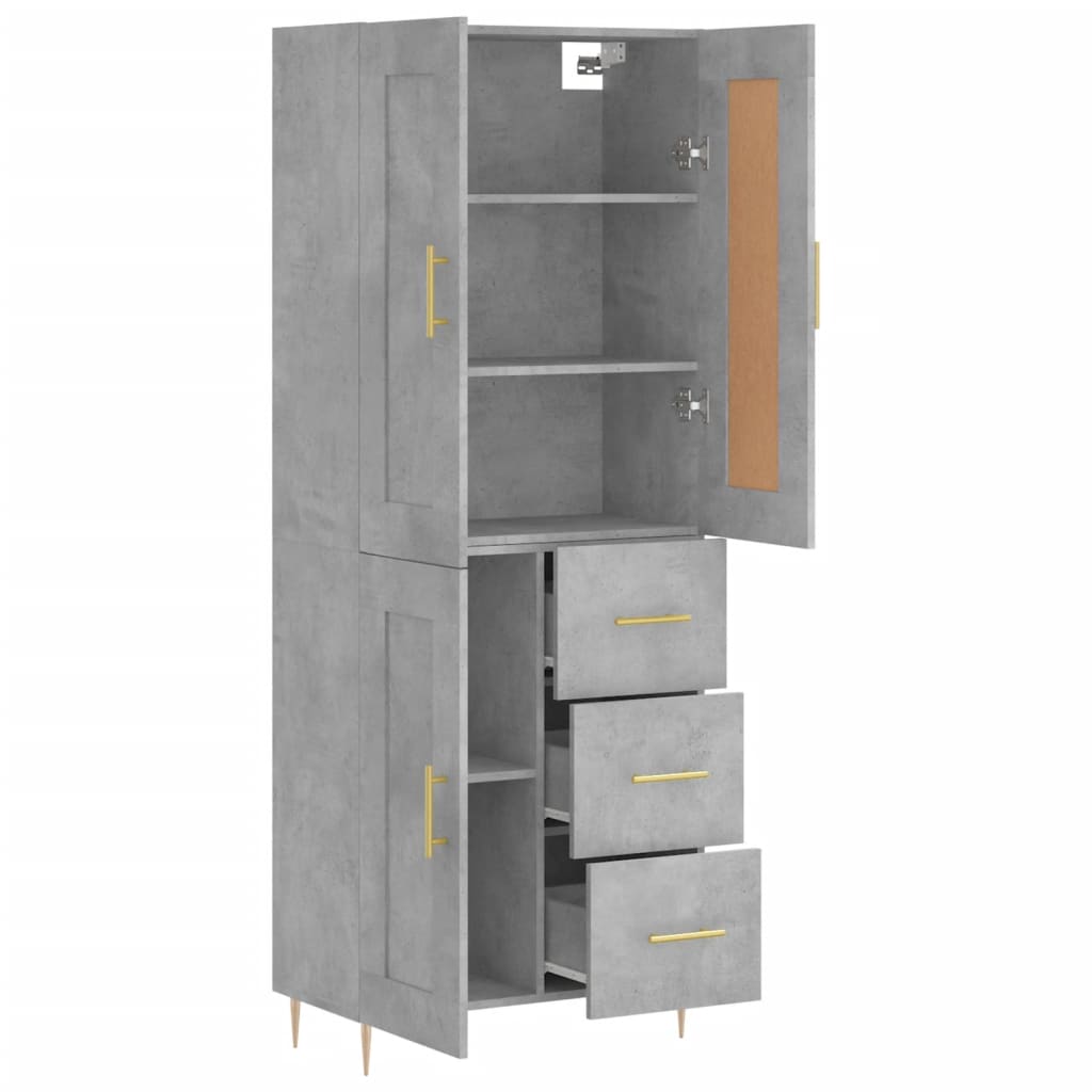 vidaXL Dulap înalt, gri beton, 69,5x34x180, lemn compozit