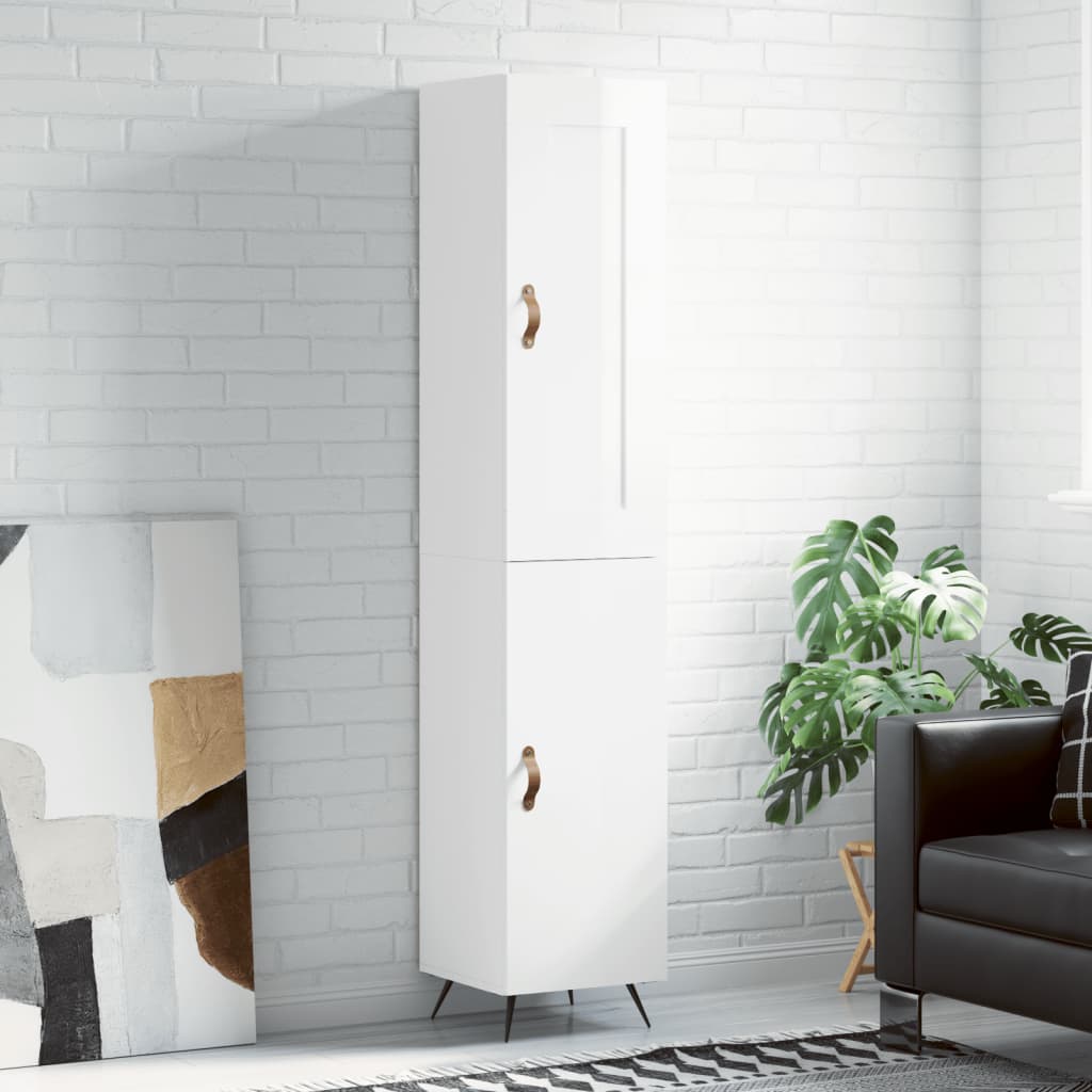vidaXL Dulap înalt, alb extralucios, 34,5x34x180 cm, lemn prelucrat vidaXL Dulap înalt, alb extralucios, 34,5x34x180 cm, lemn prelucrat