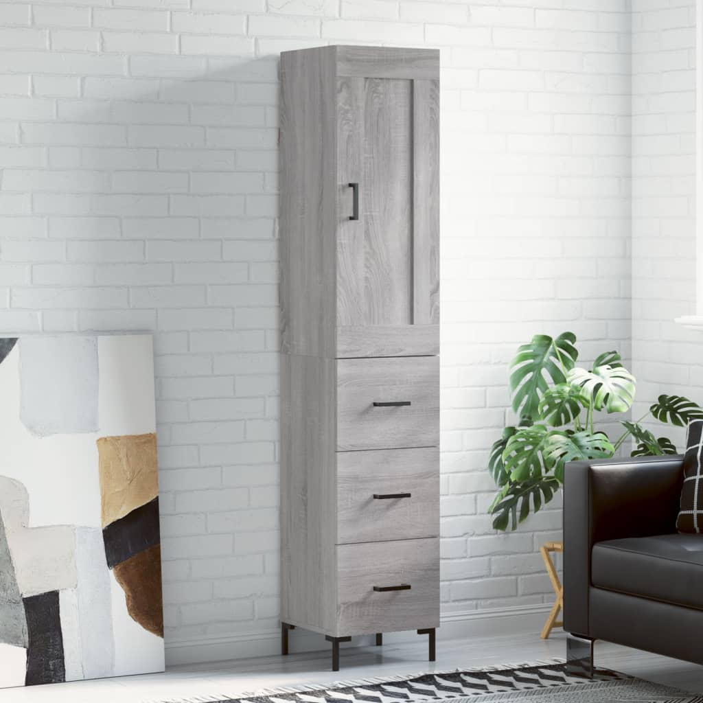 vidaXL Dulap înalt, gri sonoma, 34,5x34x180 cm, lemn prelucrat