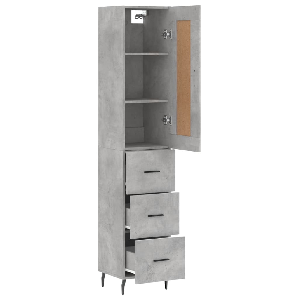 vidaXL Dulap înalt, gri beton, 34,5x34x180 cm, lemn prelucrat