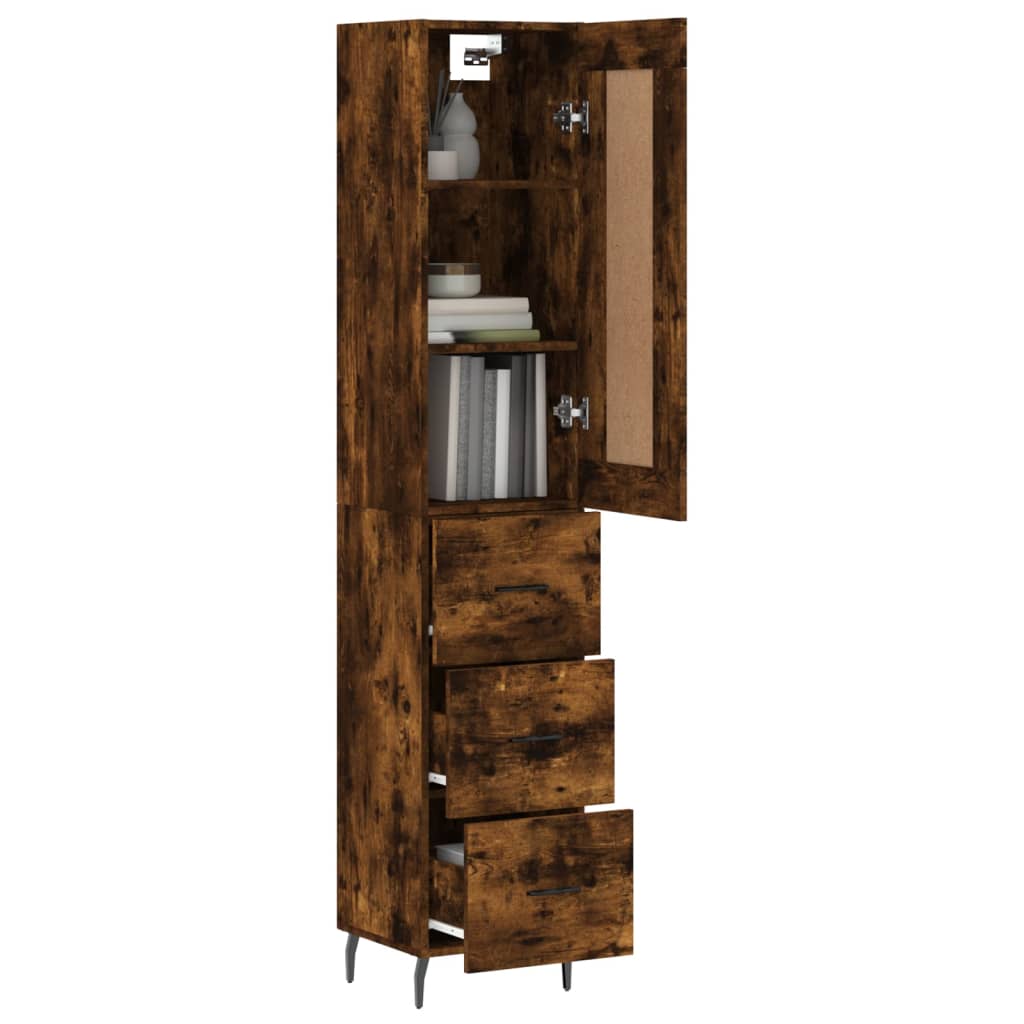 vidaXL Dulap înalt, stejar fumuriu, 34,5x34x180 cm, lemn prelucrat