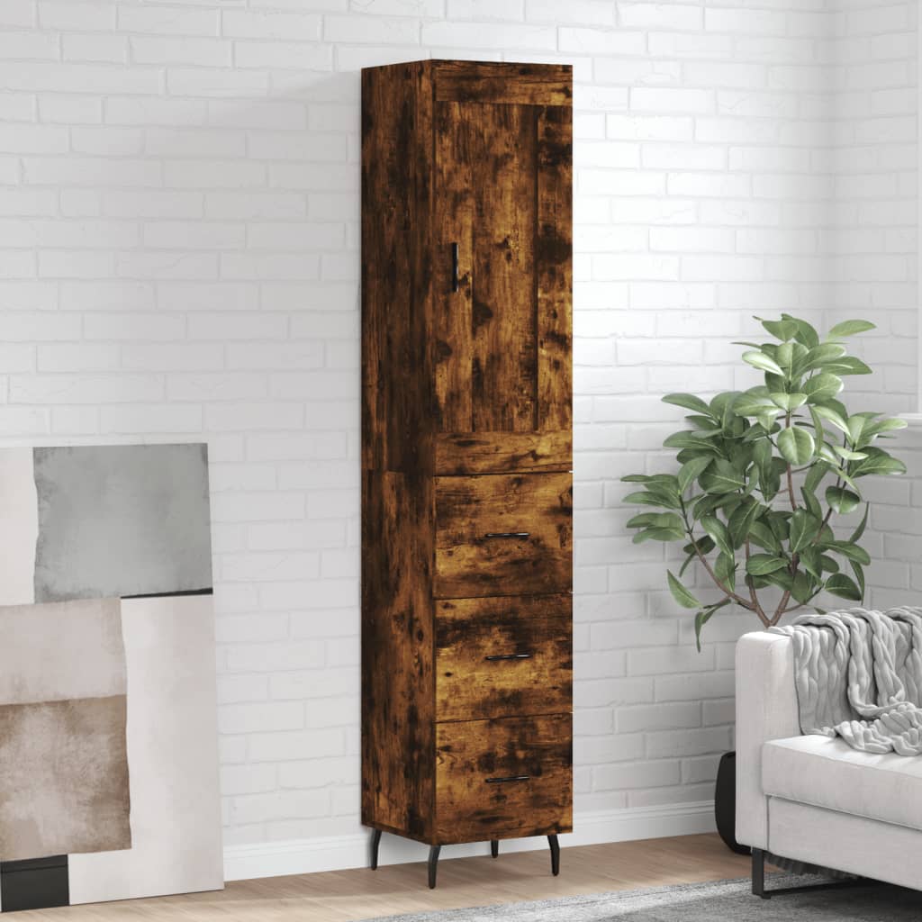 vidaXL Dulap înalt, stejar fumuriu, 34,5x34x180 cm, lemn prelucrat