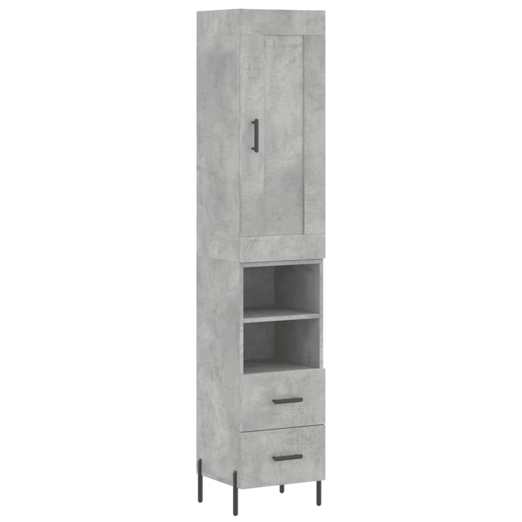 vidaXL Dulap înalt, gri beton, 34,5x34x180 cm, lemn prelucrat