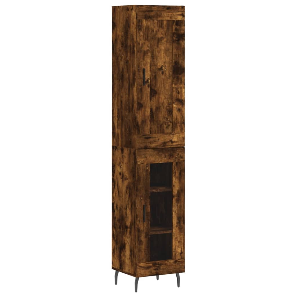 vidaXL Dulap înalt, stejar fumuriu, 34,5x34x180 cm, lemn prelucrat