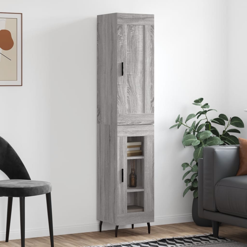vidaXL Dulap înalt, gri sonoma, 34,5x34x180 cm, lemn prelucrat