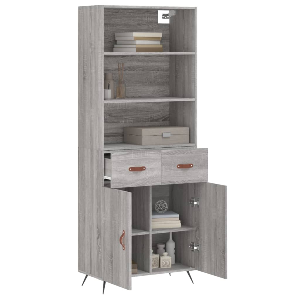 vidaXL Dulap înalt, gri sonoma, 69,5x34x180 cm, lemn compozit