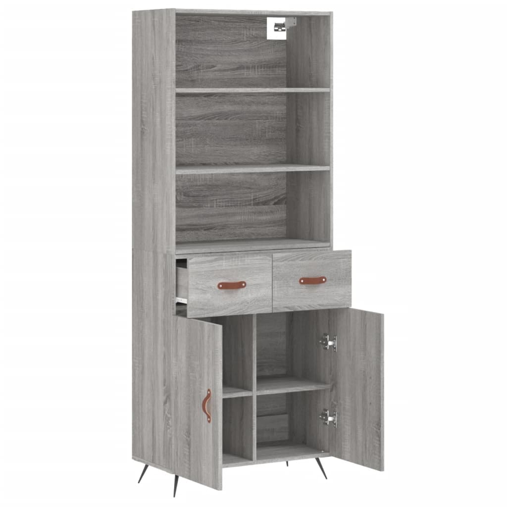 vidaXL Dulap înalt, gri sonoma, 69,5x34x180 cm, lemn compozit