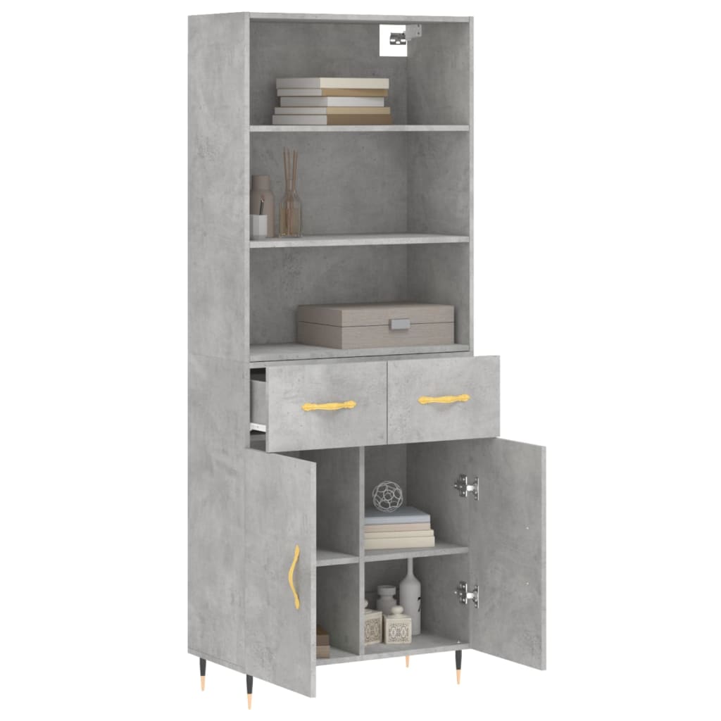 vidaXL Dulap înalt, gri beton, 69,5x34x180, lemn compozit