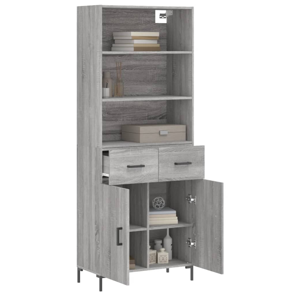 vidaXL Dulap înalt, gri sonoma, 69,5x34x180 cm, lemn compozit