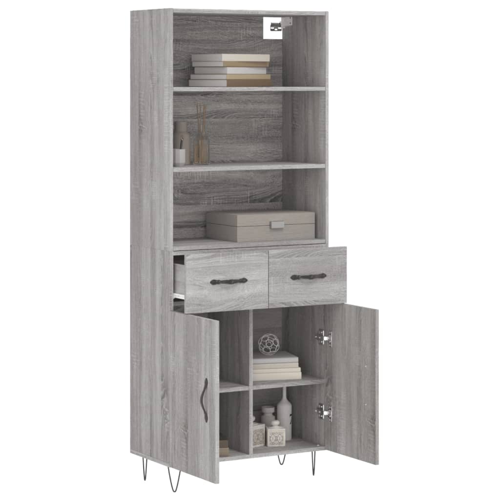vidaXL Dulap înalt, gri sonoma, 69,5x34x180 cm, lemn compozit