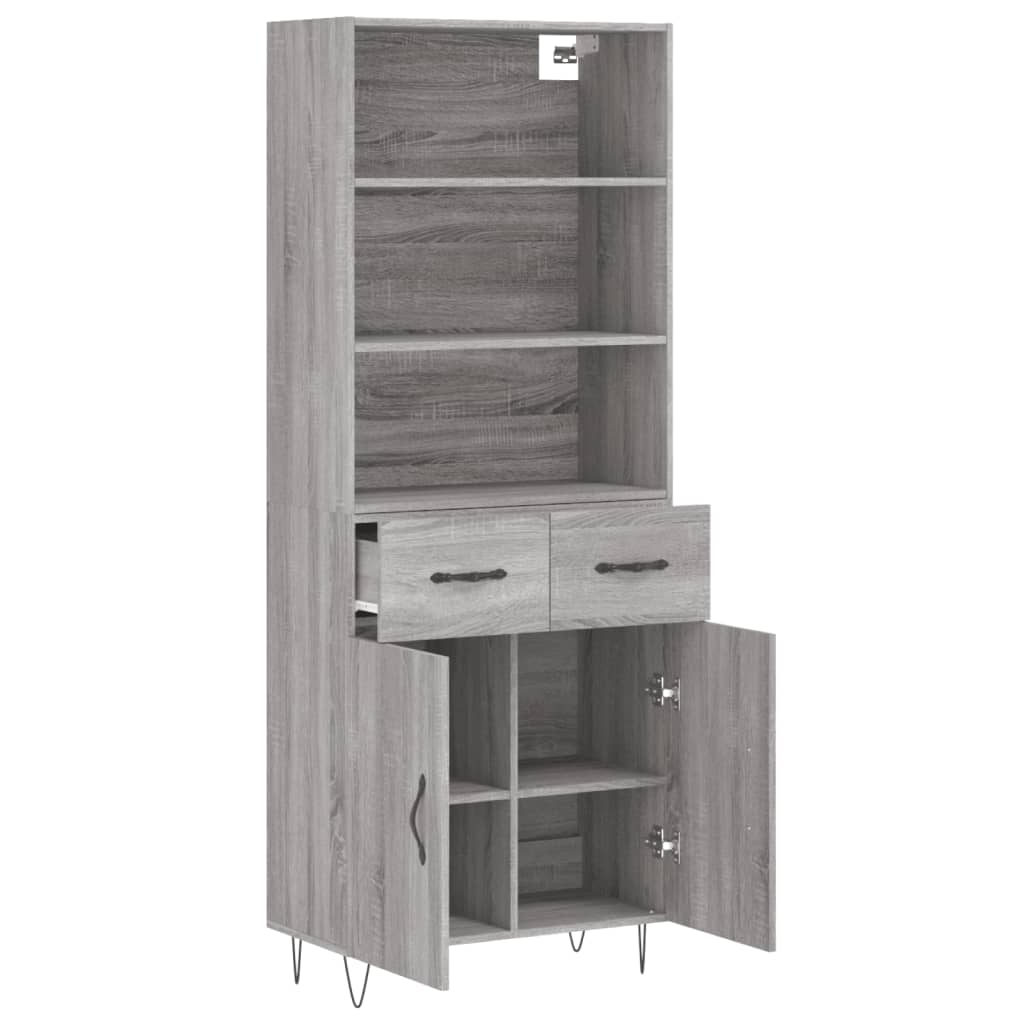 vidaXL Dulap înalt, gri sonoma, 69,5x34x180 cm, lemn compozit