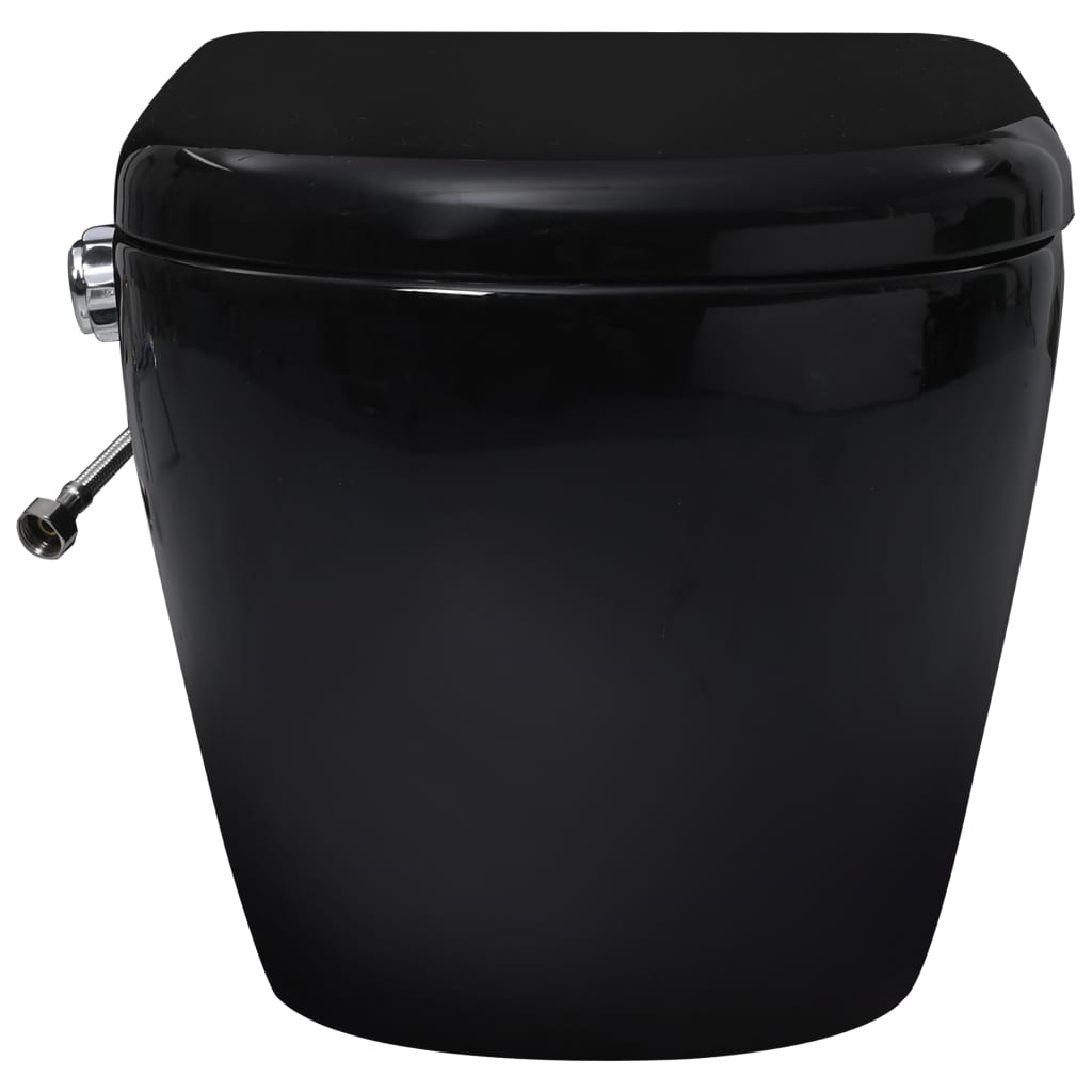 vidaXL Vas WC de perete fără ramă, rezervor încastrat, negru, ceramică vidaXL Vas WC de perete fără ramă, rezervor încastrat, negru, ceramică