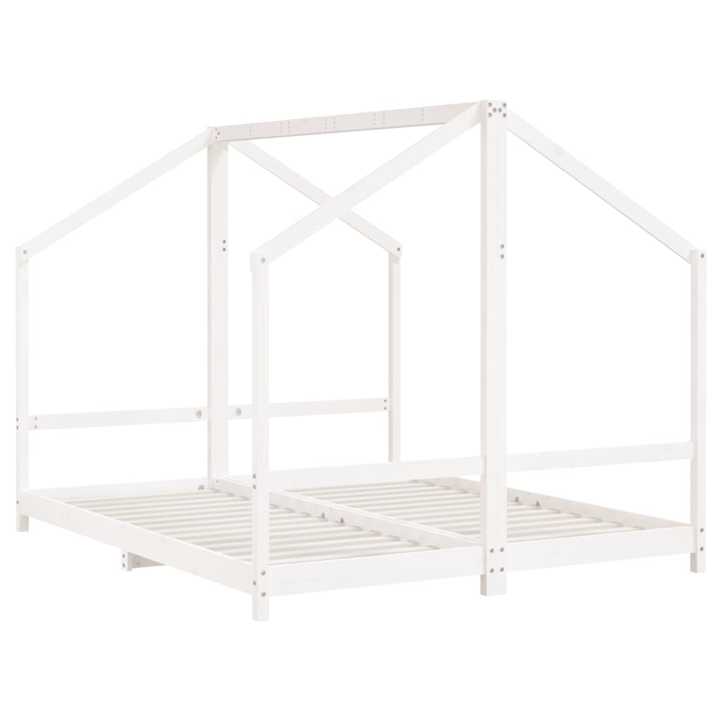 vidaXL Cadru de pat pentru copii, alb, 2x(80x200)cm, lemn masiv de pin vidaXL Cadru de pat pentru copii, alb, 2x(80x200)cm, lemn masiv de pin