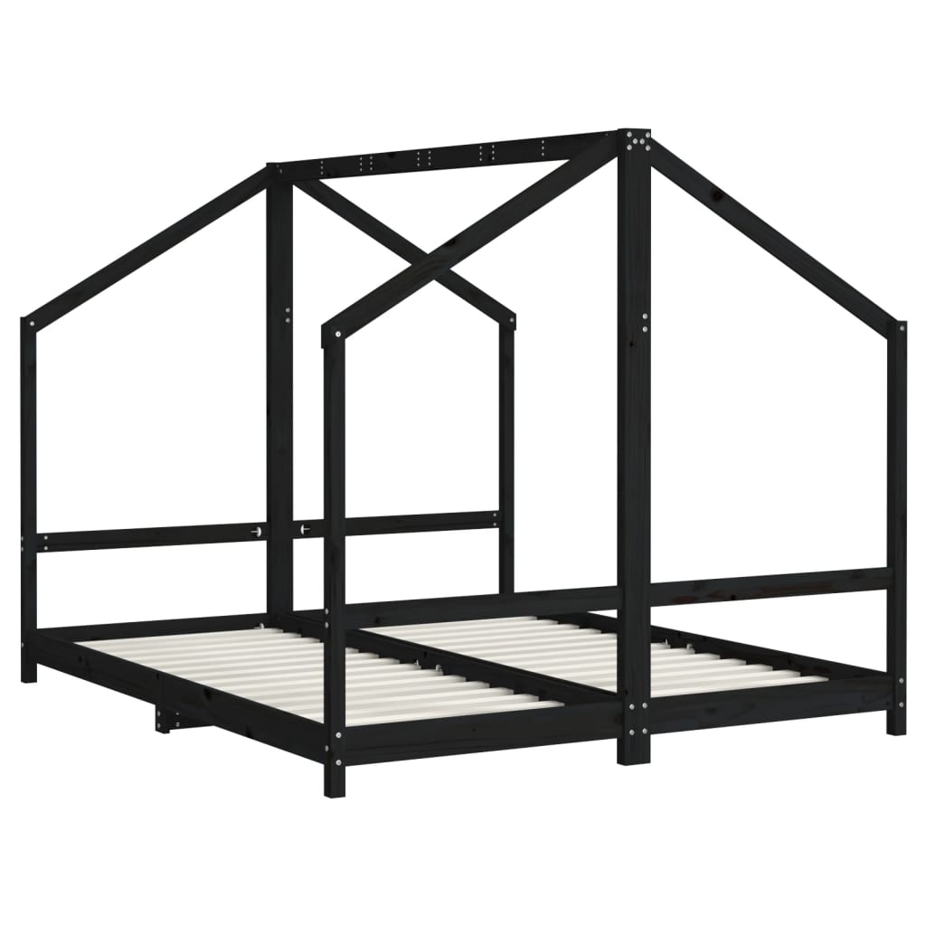 vidaXL Cadru de pat pentru copii negru 2x(80x200) cm lemn masiv de pin vidaXL Cadru de pat pentru copii negru 2x(80x200) cm lemn masiv de pin