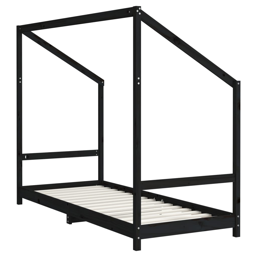 vidaXL Cadru de pat pentru copii negru 2x(80x200) cm lemn masiv de pin vidaXL Cadru de pat pentru copii negru 2x(80x200) cm lemn masiv de pin