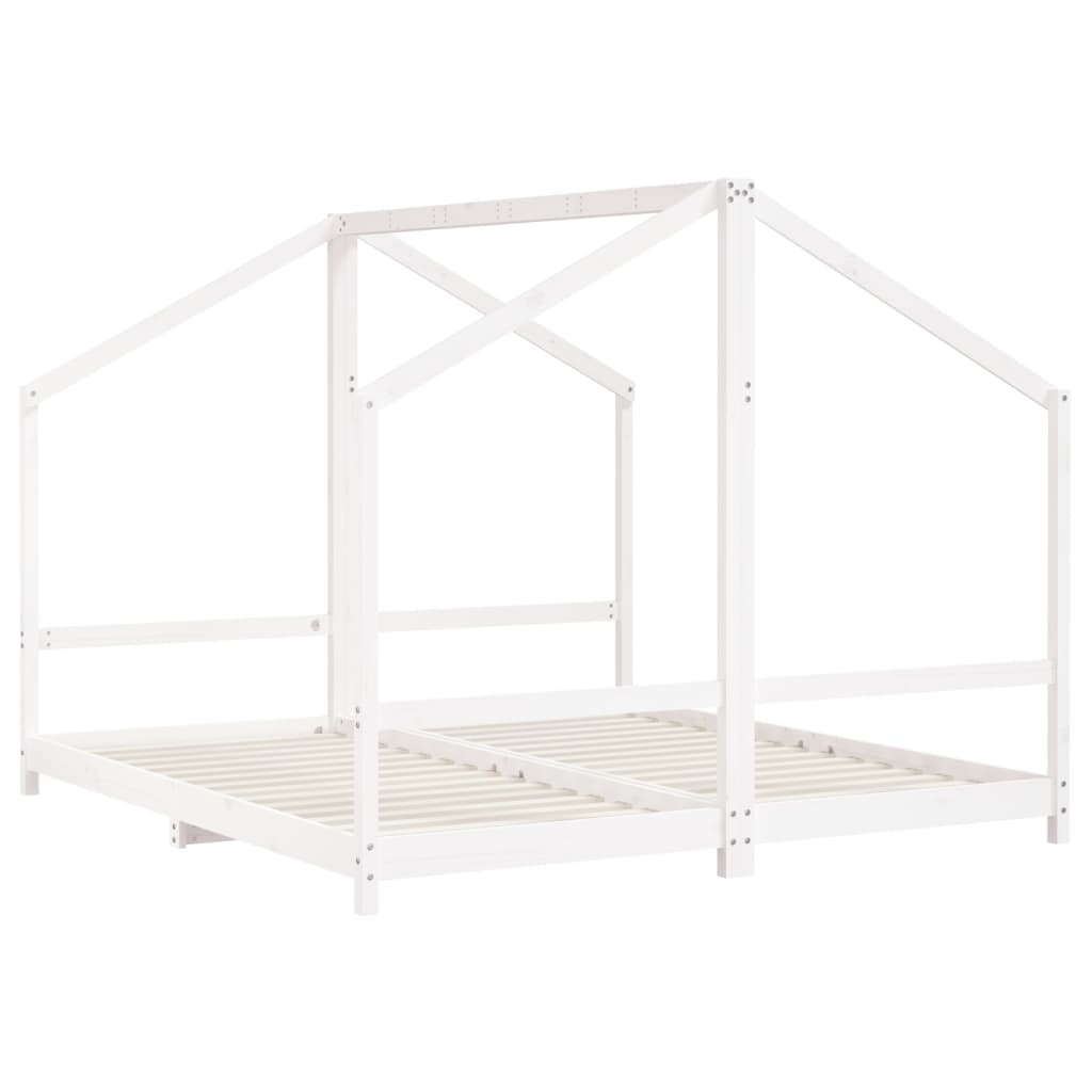 vidaXL Cadru de pat pentru copii, alb, 2x(90x200)cm, lemn masiv de pin