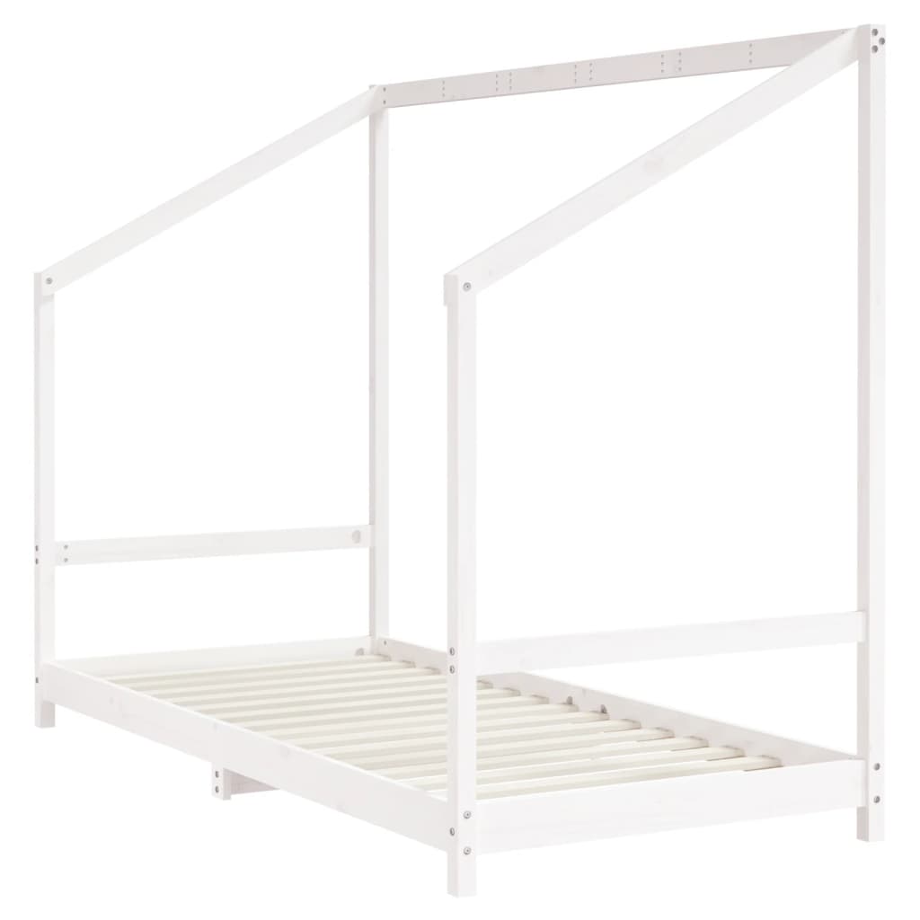 vidaXL Cadru de pat pentru copii, alb, 2x(90x200)cm, lemn masiv de pin