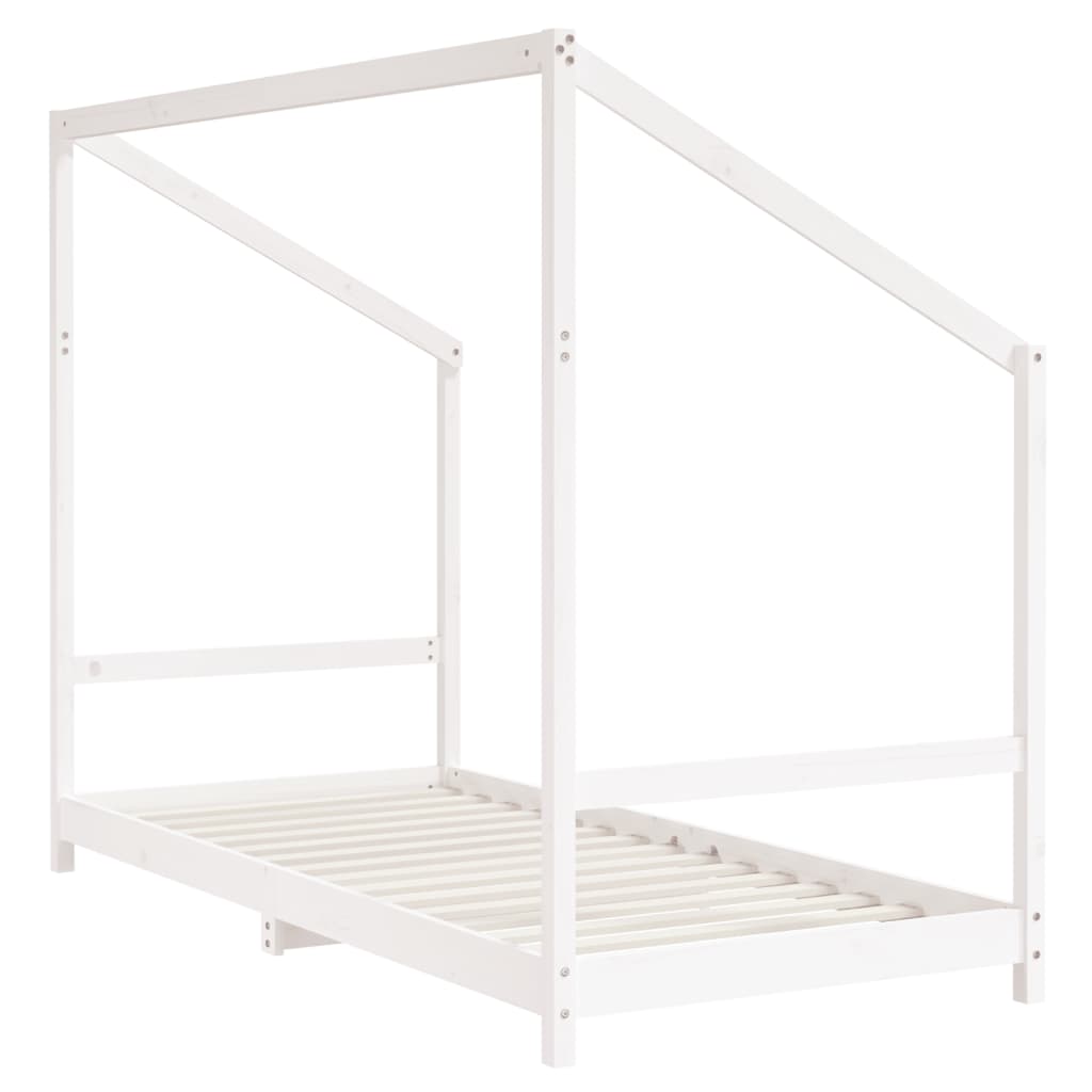 vidaXL Cadru de pat pentru copii, alb, 2x(90x200)cm, lemn masiv de pin