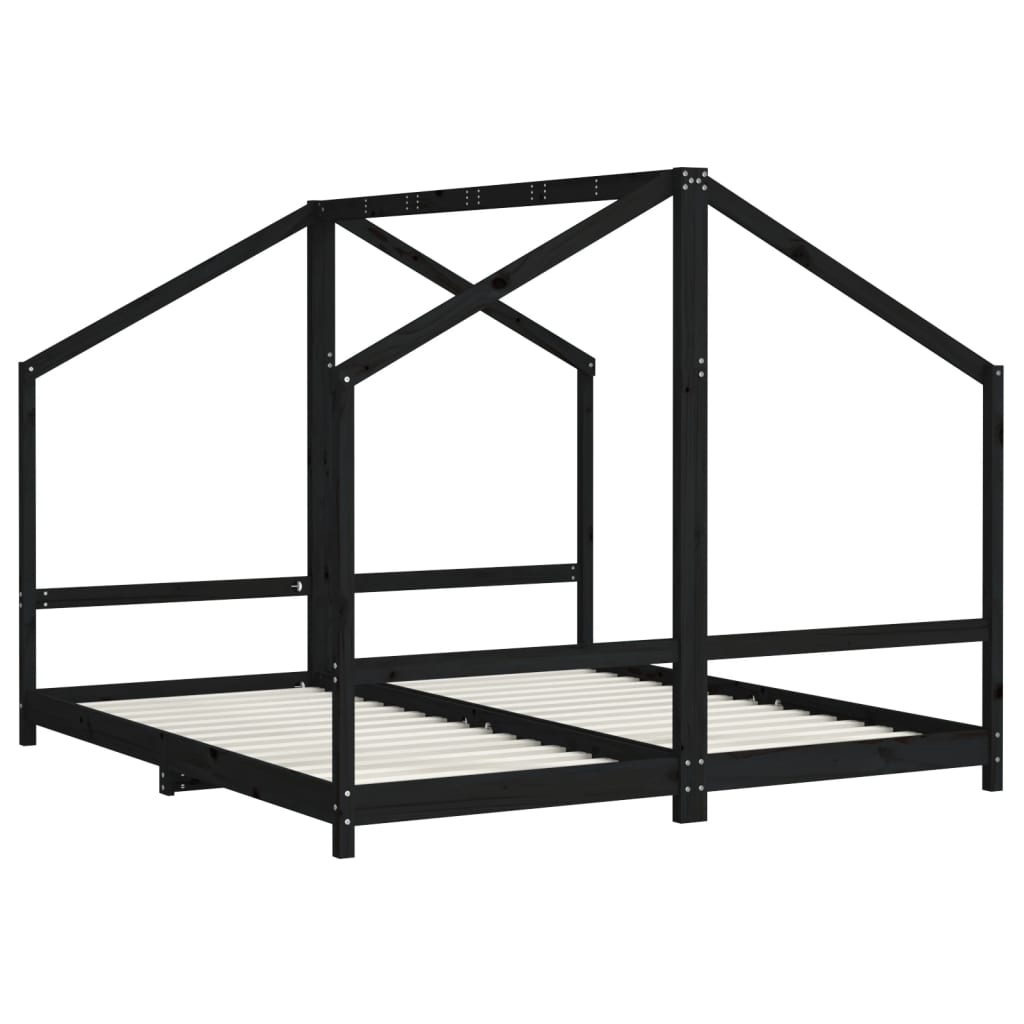 vidaXL Cadru de pat pentru copii negru 2x(90x200) cm lemn masiv de pin vidaXL Cadru de pat pentru copii negru 2x(90x200) cm lemn masiv de pin