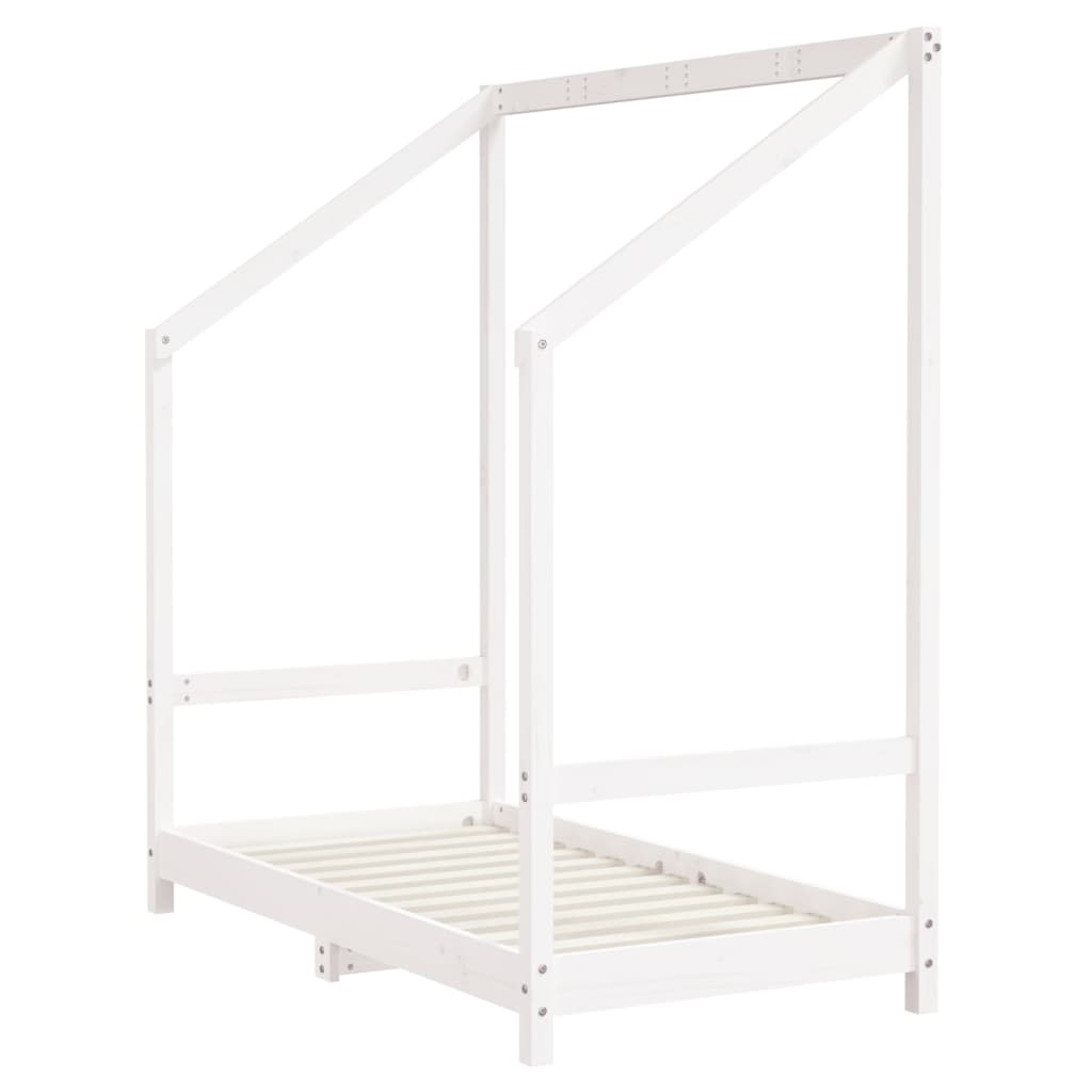 vidaXL Cadru de pat pentru copii, alb, 2x(70x140) cm, lemn masiv pin vidaXL Cadru de pat pentru copii, alb, 2x(70x140) cm, lemn masiv pin