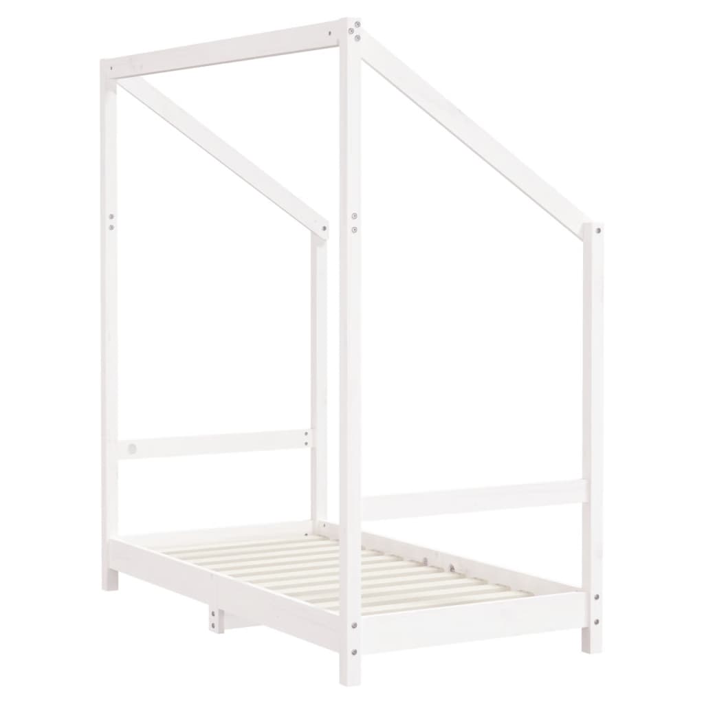 vidaXL Cadru de pat pentru copii, alb, 2x(70x140) cm, lemn masiv pin vidaXL Cadru de pat pentru copii, alb, 2x(70x140) cm, lemn masiv pin