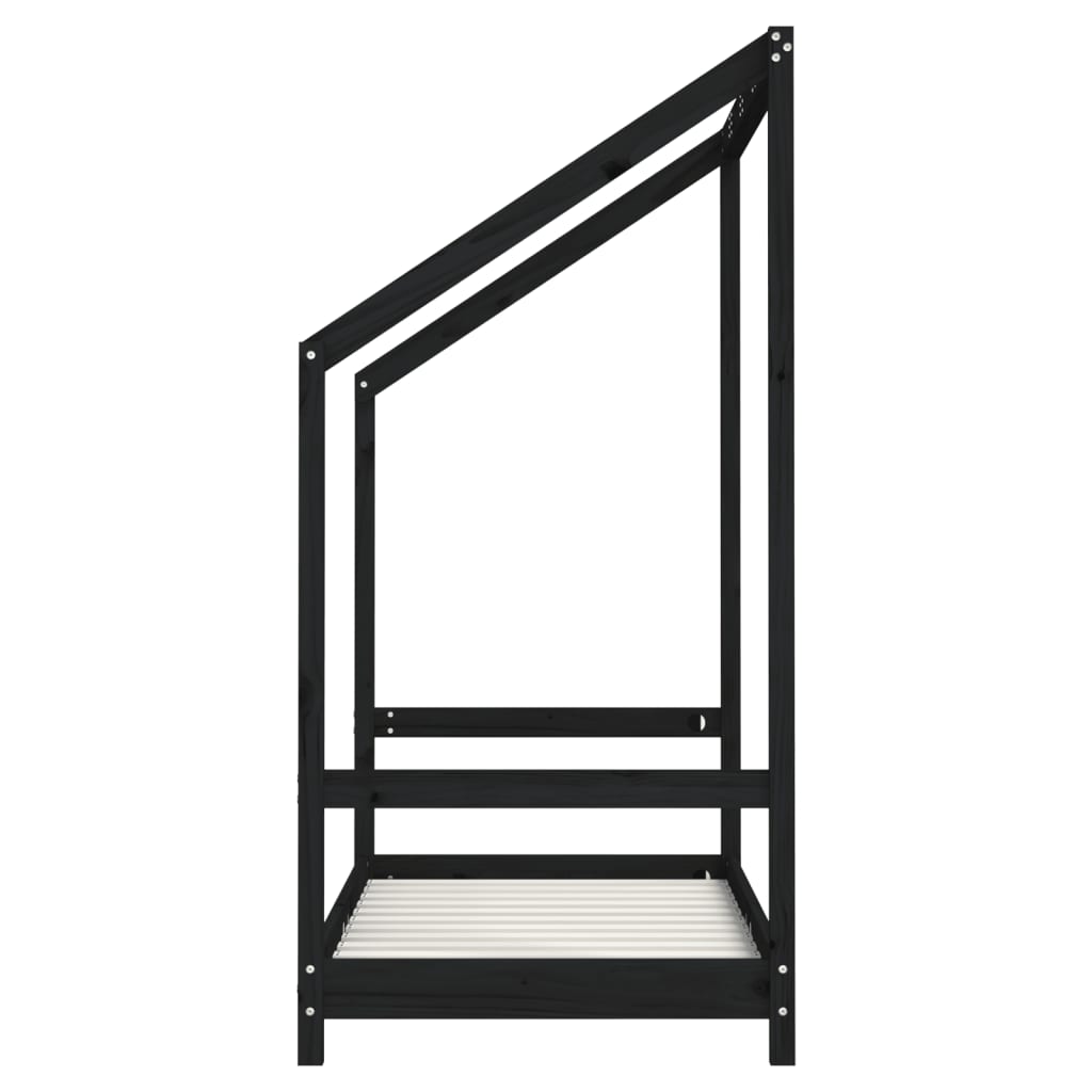 vidaXL Cadru de pat pentru copii, negru, 2x(70x140) cm, lemn masiv pin vidaXL Cadru de pat pentru copii, negru, 2x(70x140) cm, lemn masiv pin