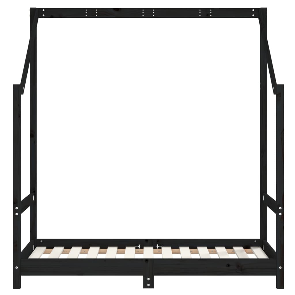 vidaXL Cadru de pat pentru copii, negru, 2x(70x140) cm, lemn masiv pin vidaXL Cadru de pat pentru copii, negru, 2x(70x140) cm, lemn masiv pin