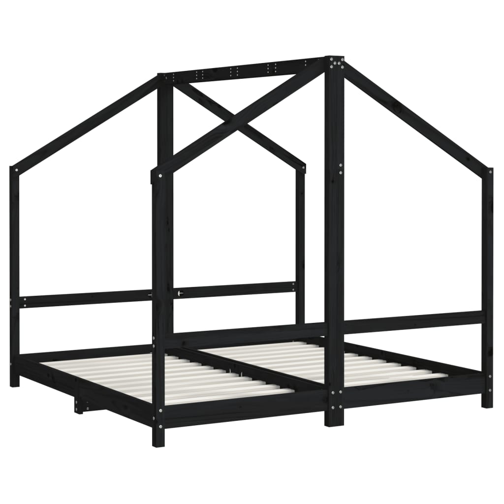 vidaXL Cadru de pat pentru copii negru 2x(80x160) cm lemn masiv de pin vidaXL Cadru de pat pentru copii negru 2x(80x160) cm lemn masiv de pin