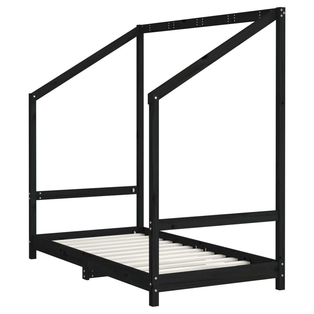 vidaXL Cadru de pat pentru copii negru 2x(80x160) cm lemn masiv de pin vidaXL Cadru de pat pentru copii negru 2x(80x160) cm lemn masiv de pin