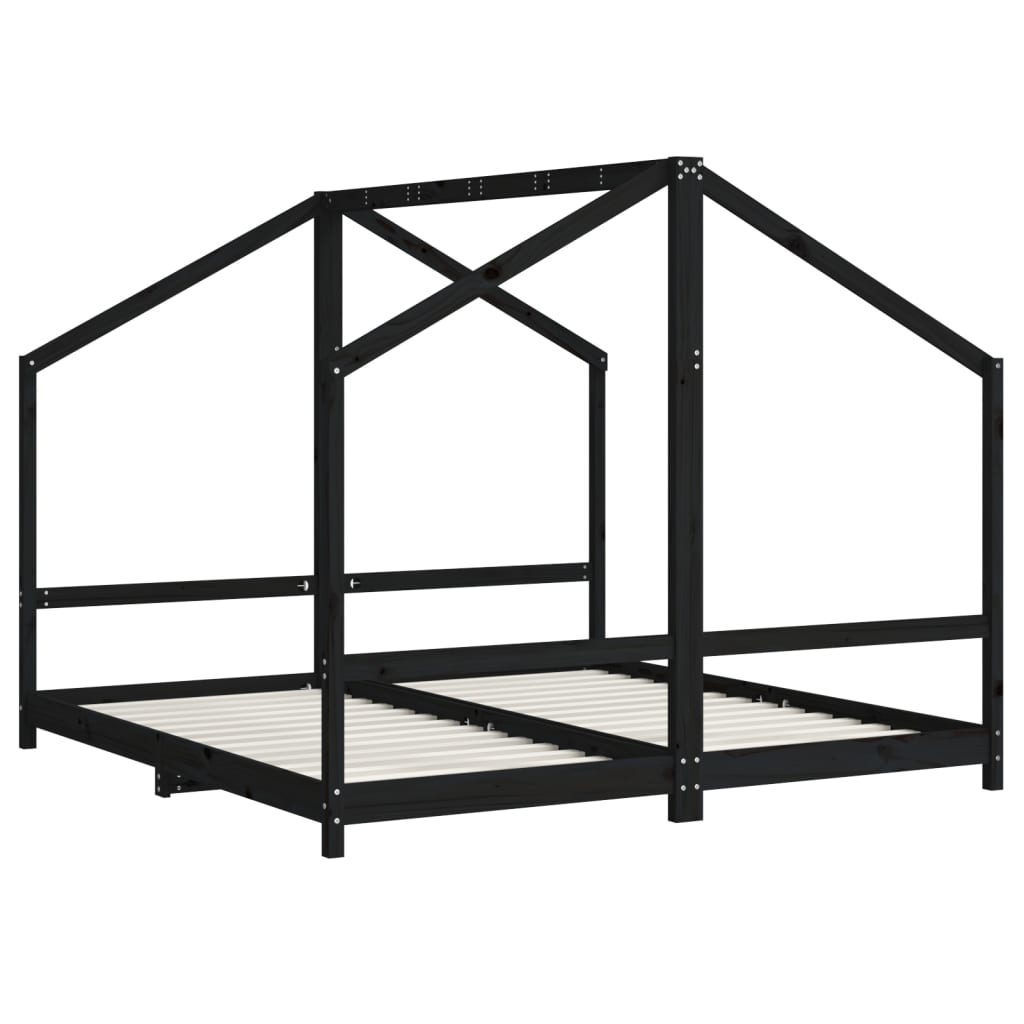 vidaXL Cadru de pat pentru copii negru 2x(90x190) cm lemn masiv de pin vidaXL Cadru de pat pentru copii negru 2x(90x190) cm lemn masiv de pin