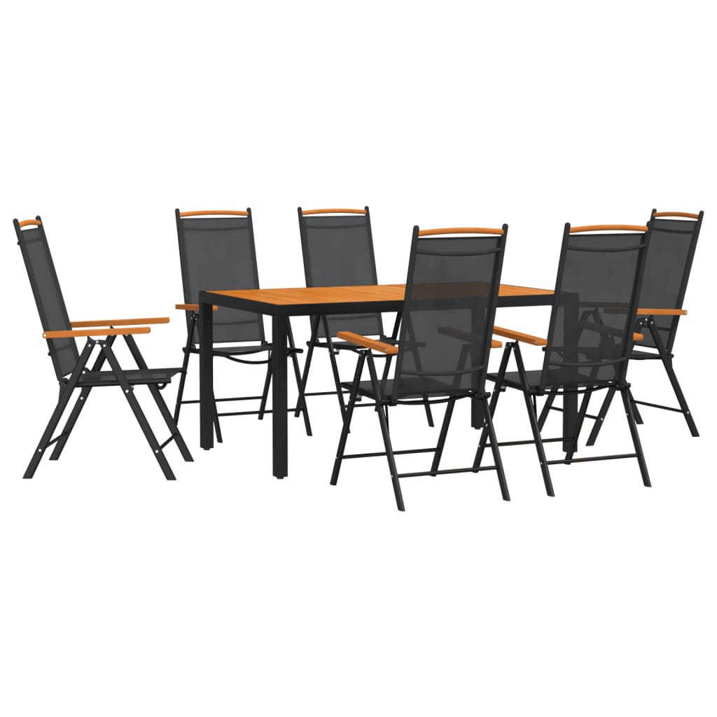 vidaXL Set mobilier pentru grădină, 7 piese, negru și maro, aluminiu