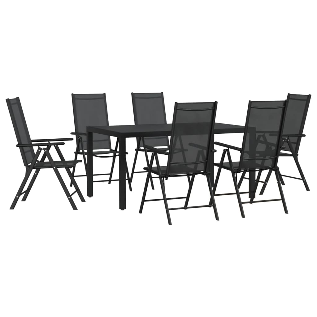 vidaXL Set mobilier pentru grădină, 7 piese, negru, aluminiu