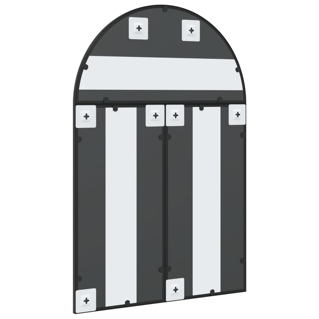 vidaXL Oglindă de perete, negru, 60x90 cm, arcuită, fier