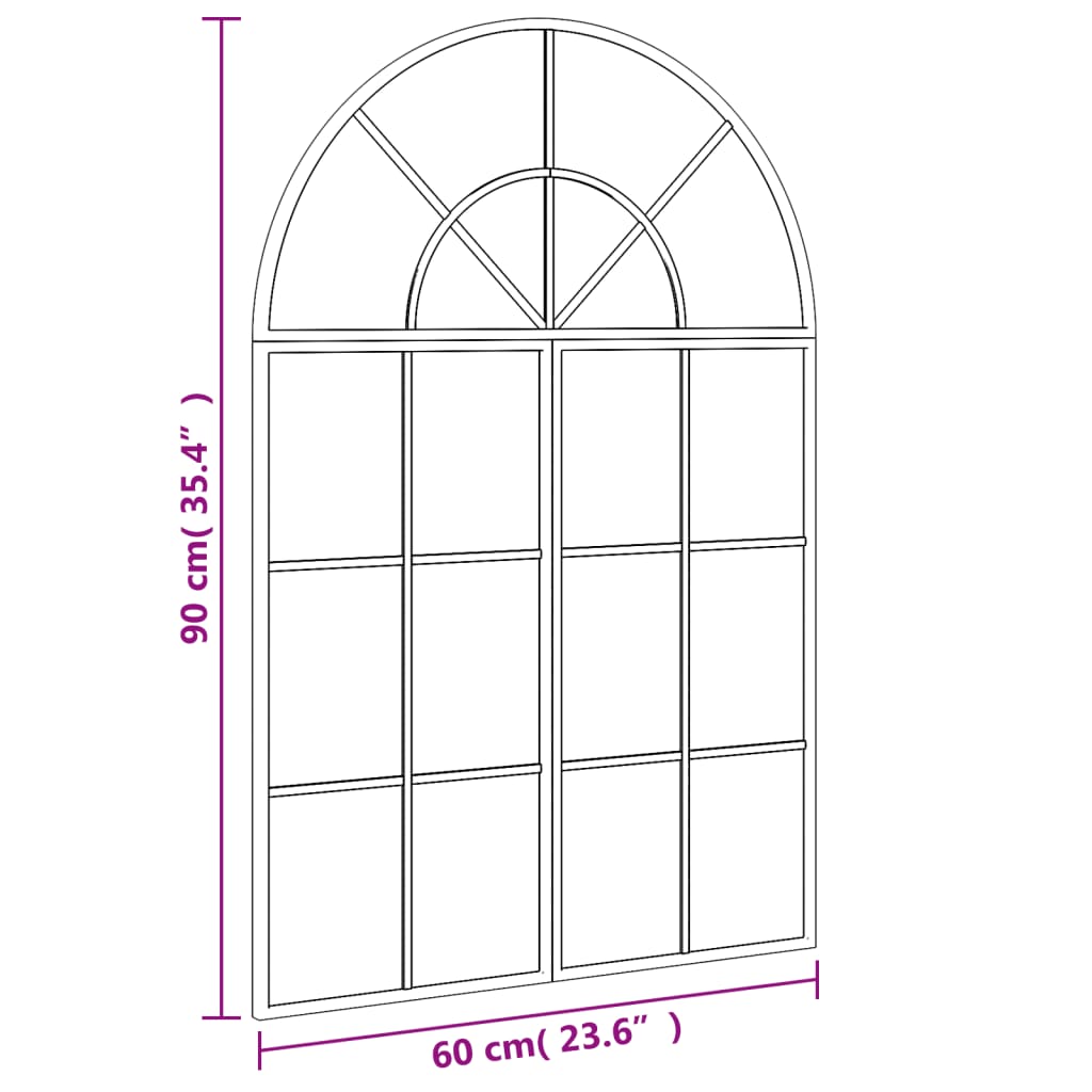 vidaXL Oglindă de perete, negru, 60x90 cm, arcuită, fier