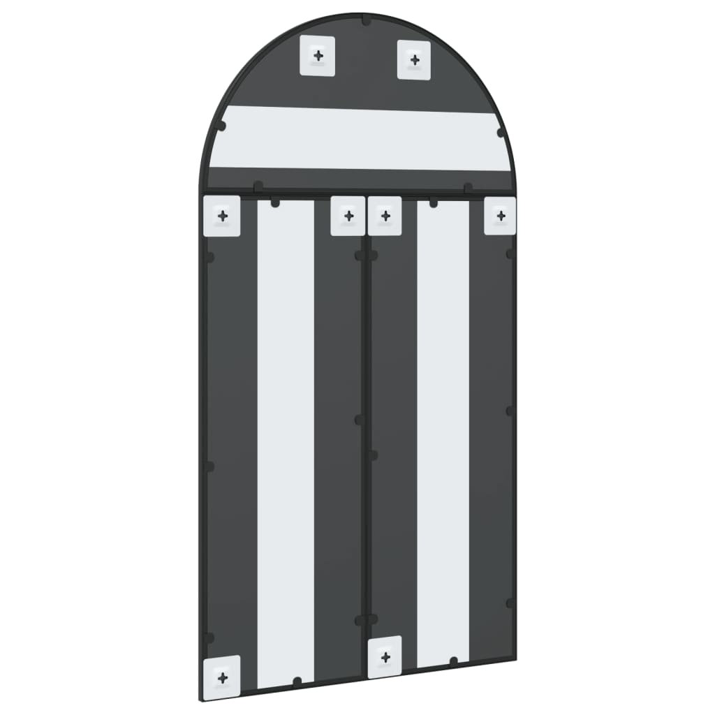 vidaXL Oglindă de perete, negru, 60x110 cm, arcuită, fier