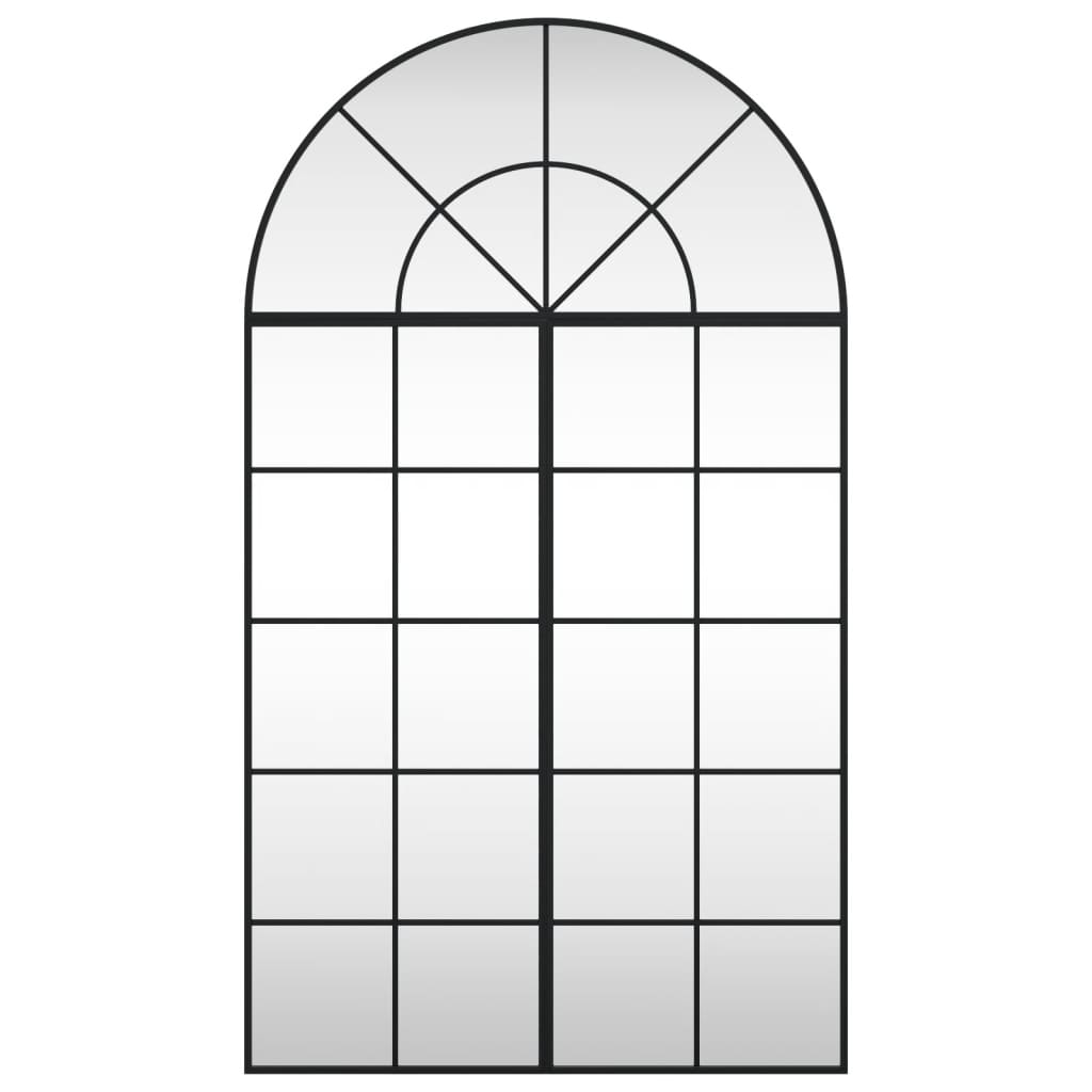 vidaXL Oglindă de perete, negru, 80x140 cm, arcuită, fier