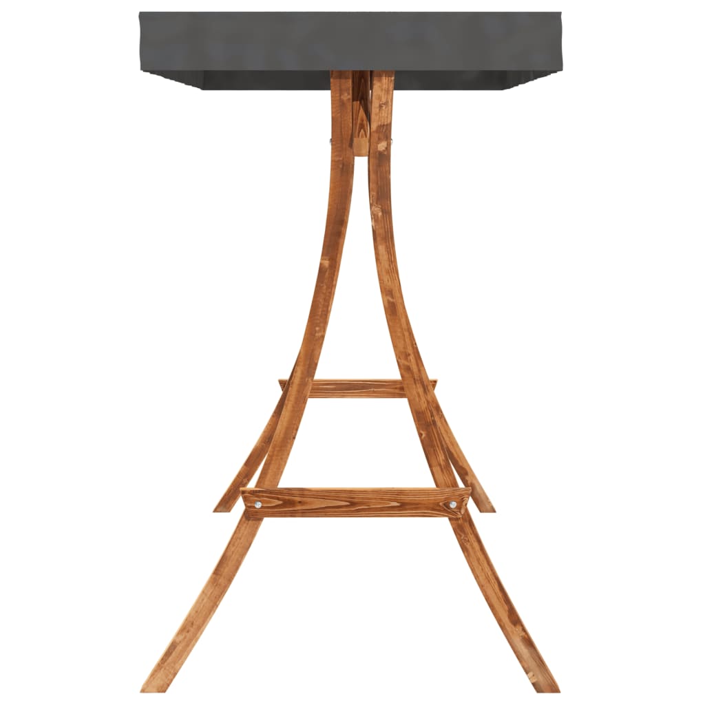 vidaXL Pat balansoar cu baldachin, lemn masiv molid cu finisaj din tec