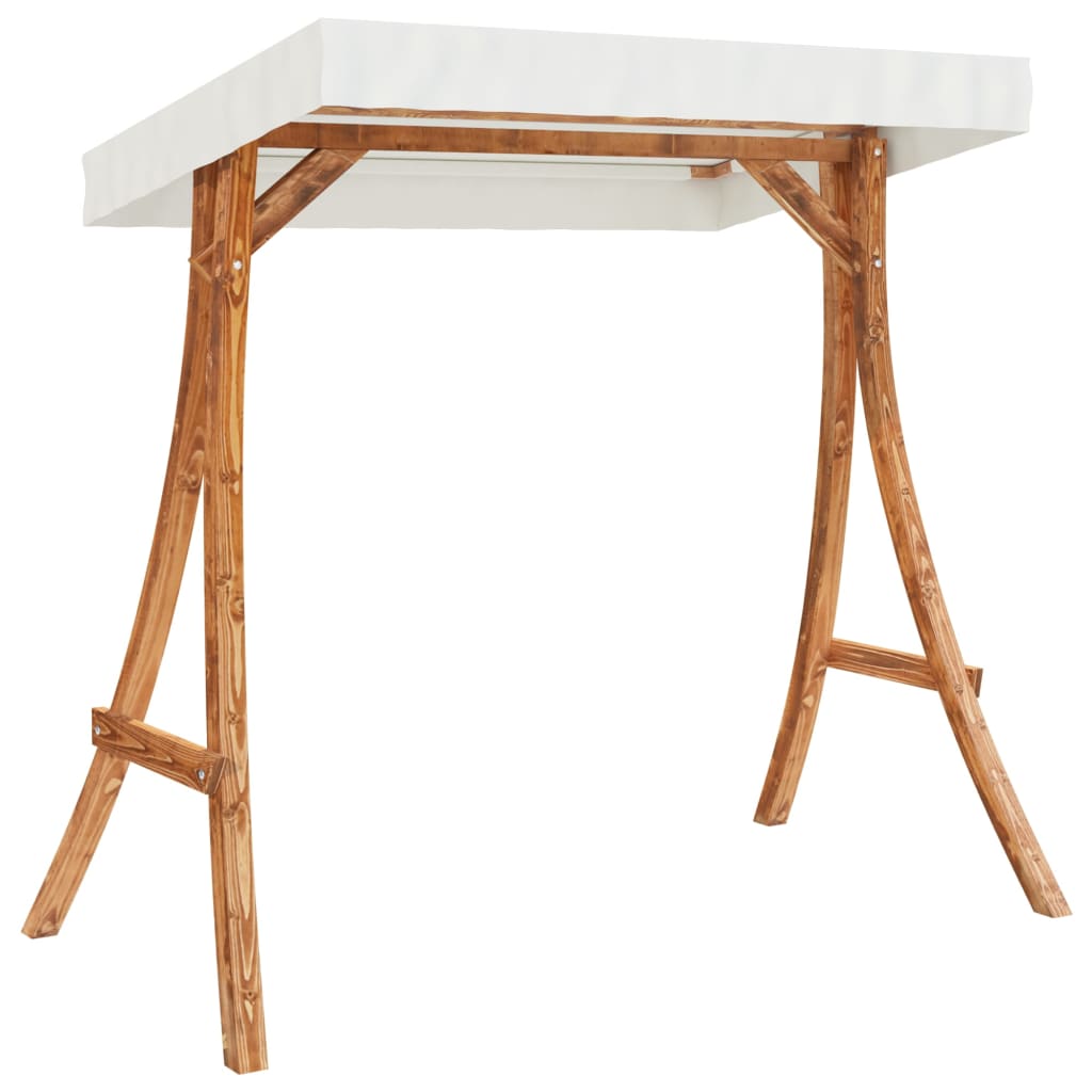 vidaXL Bancă balansoar cu baldachin, lemn masiv molid finisaj din tec