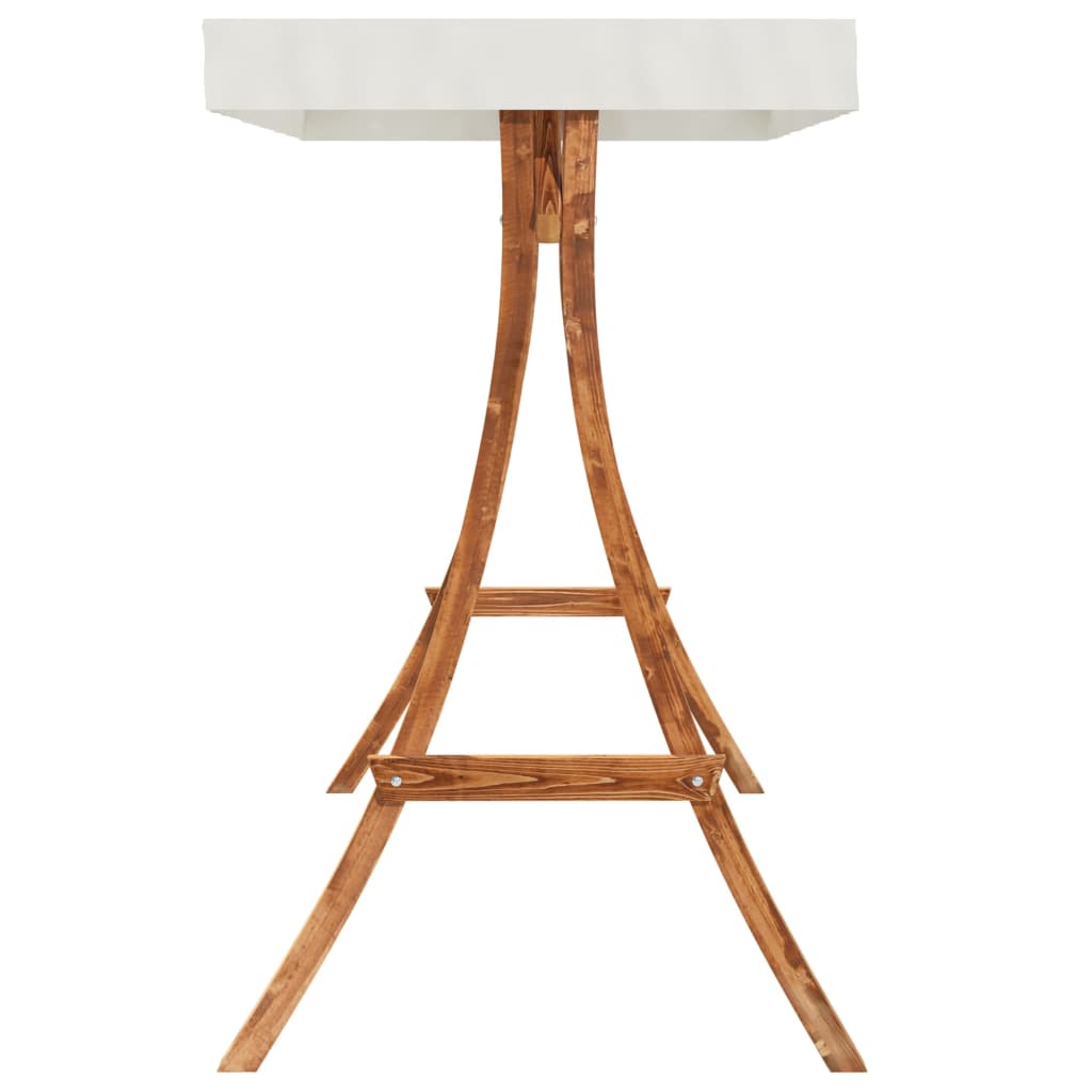 vidaXL Bancă balansoar cu baldachin, lemn masiv molid finisaj din tec