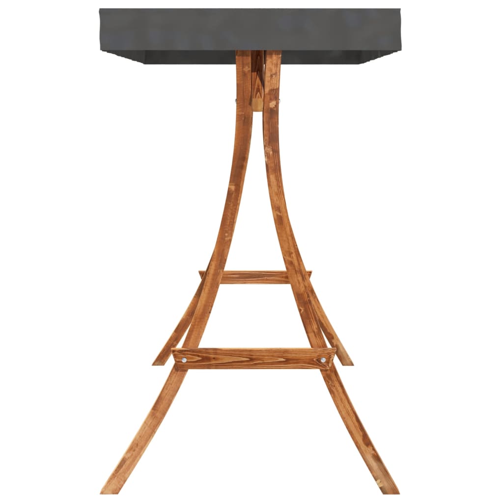 vidaXL Bancă balansoar cu baldachin, lemn masiv molid finisaj din tec