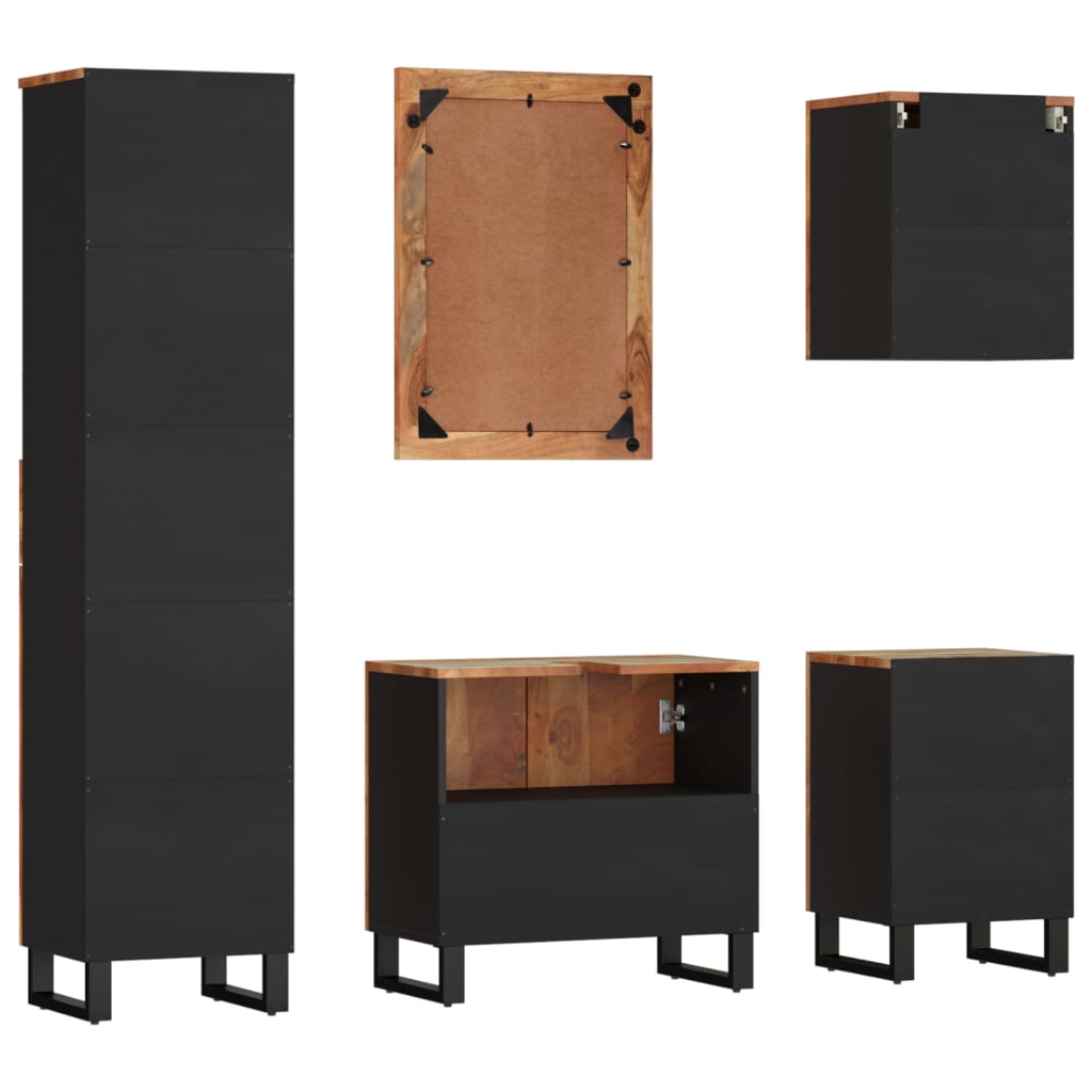 vidaXL Set mobilier de baie, 5 piese, lemn masiv reciclat