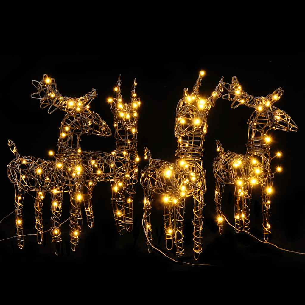 vidaXL Decorațiune Crăciun reni, 4 buc., 160 LED-uri albe calde, ratan vidaXL Decorațiune Crăciun reni, 4 buc., 160 LED-uri albe calde, ratan