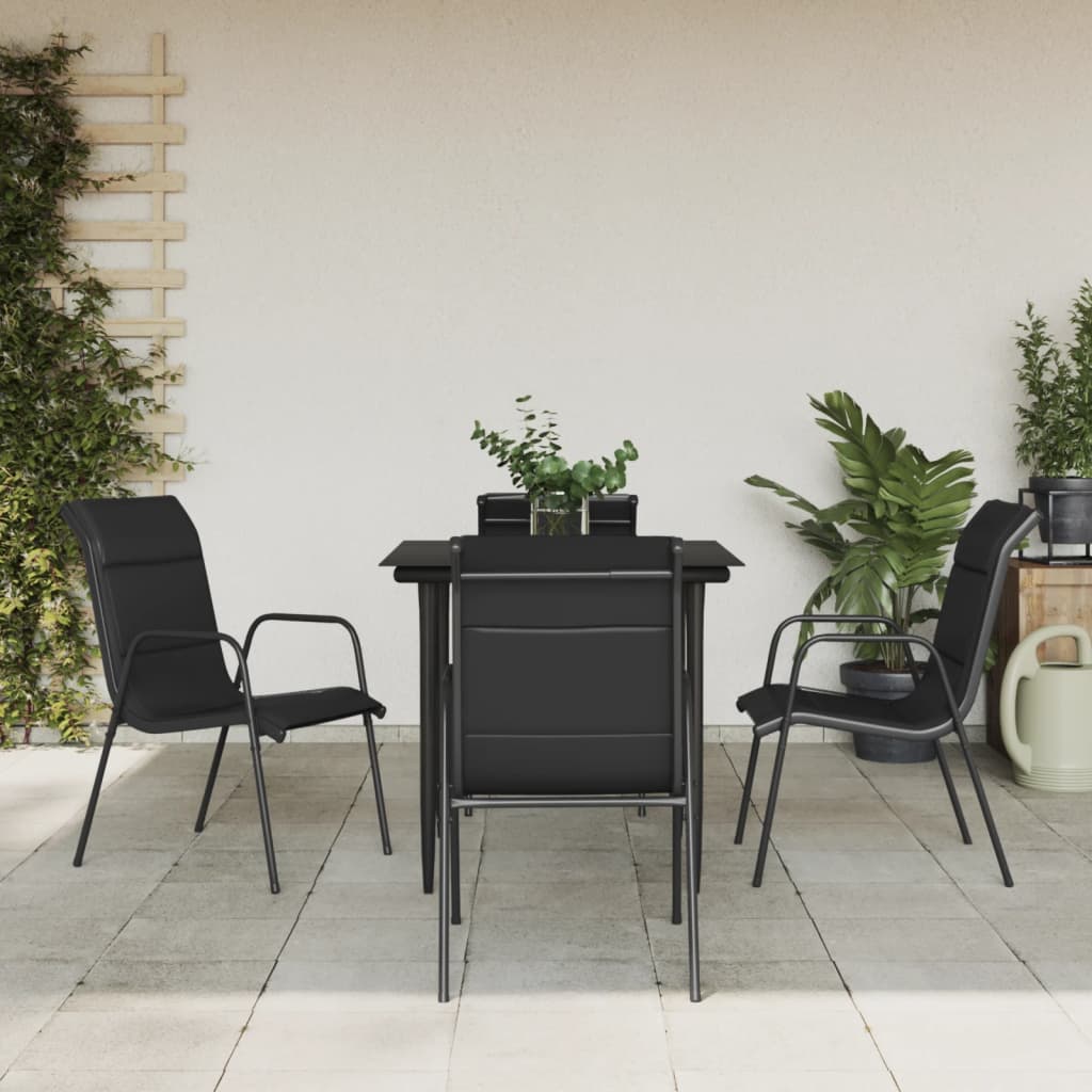 vidaXL Set mobilier de grădină, 5 piese, negru, oțel și textilenă vidaXL Set mobilier de grădină, 5 piese, negru, oțel și textilenă